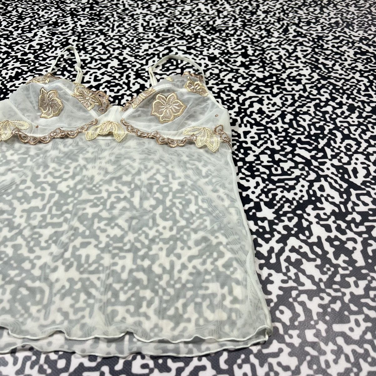 Japanese Brand Vintage Y2K Japanese Mesh Floral Sexy Retro Style Tank Top Size M / US 6-8 / IT 42-44 - 10 Thumbnail