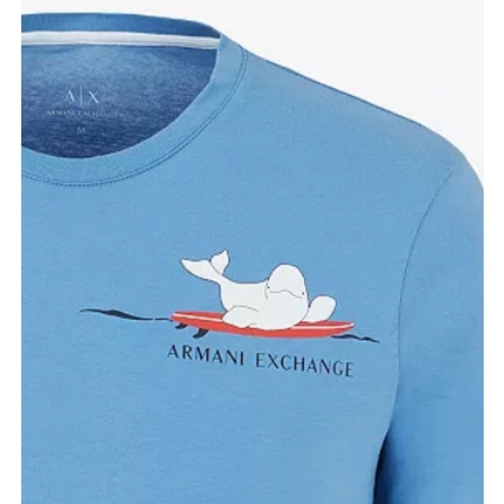 Armani Exchange Armani Exchange Surfing Whale Surfboard Blue Tee Shirt Med Size US M / EU 48-50 / 2 - 3 Thumbnail