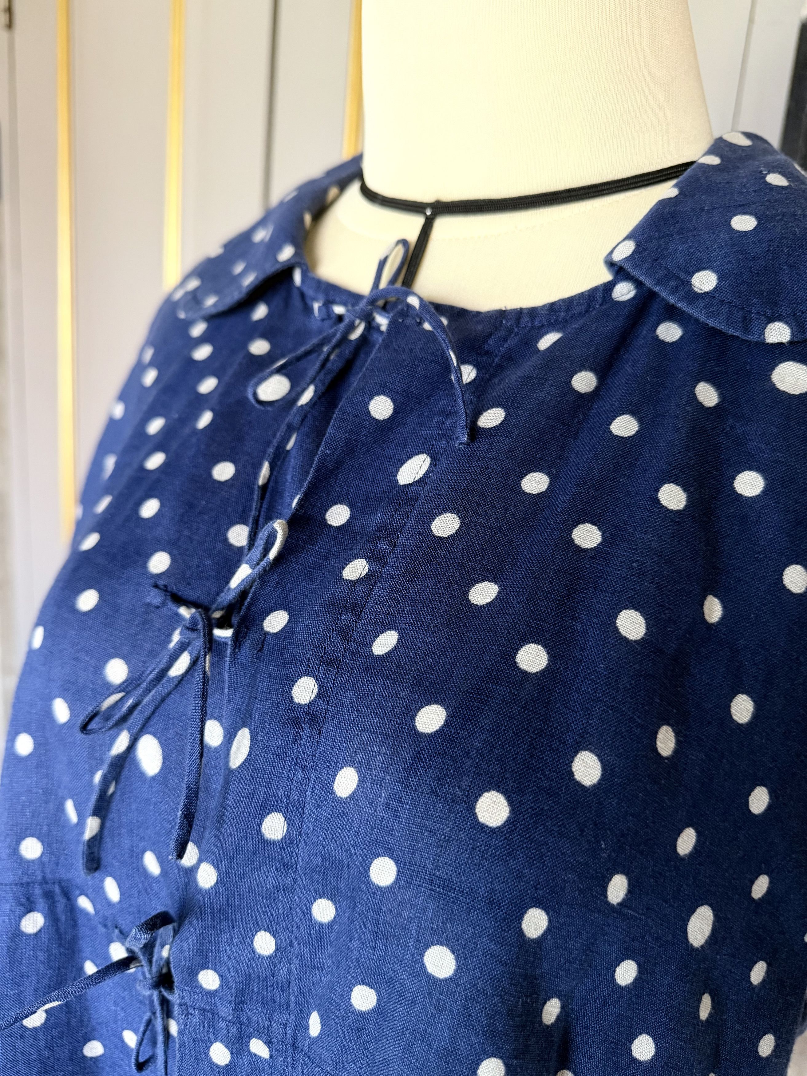 Comme des Garcons Comme des Garçons Linen Polka Dot Blouse Navy Tie Top S Size S / US 4 / IT 40 - 5 Thumbnail