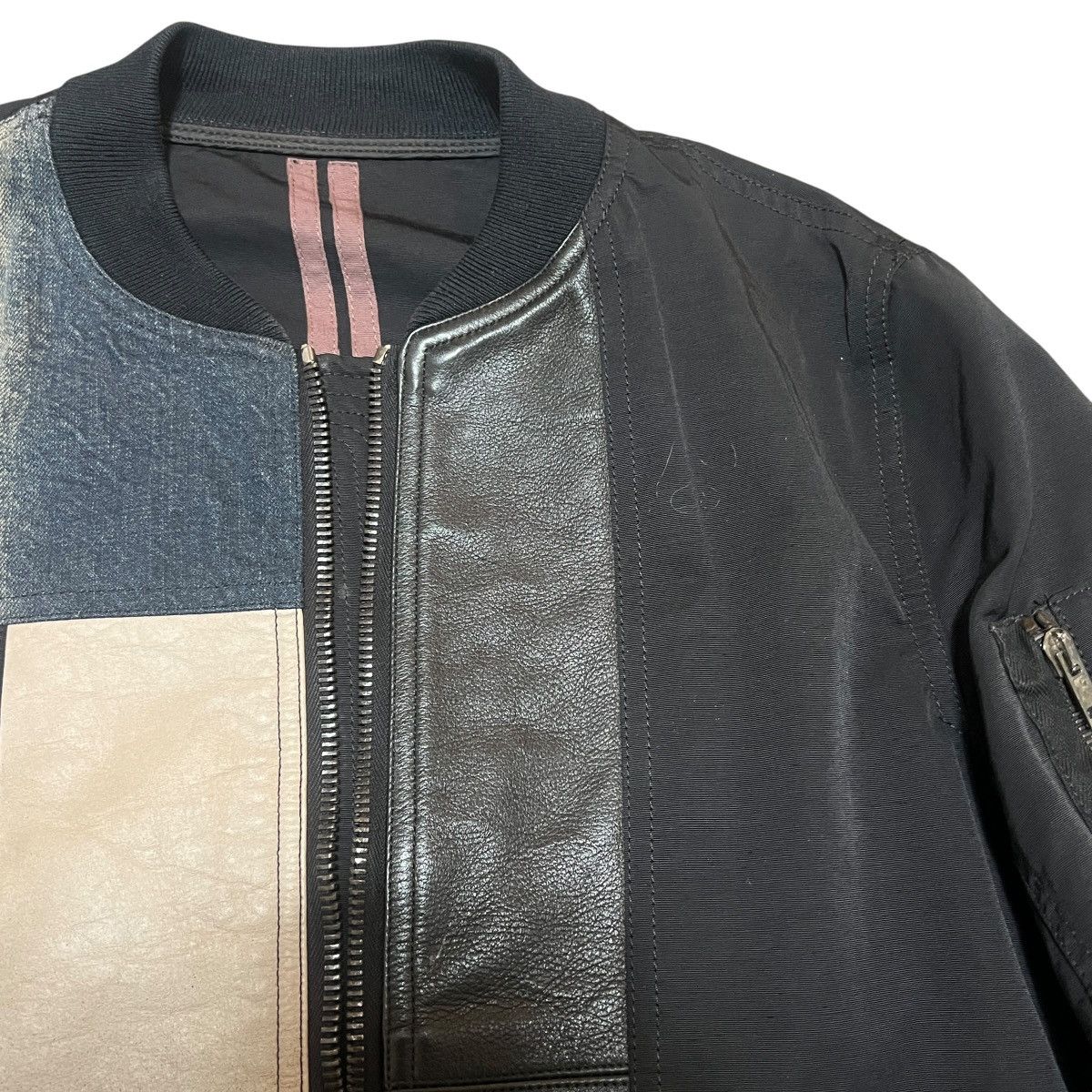 Rick Owens Drkshdw Rick Owens DRKSHDW Denim/Leather Patchwork Bomber Jacket Size US XS / EU 42 / 0 - 4 Thumbnail