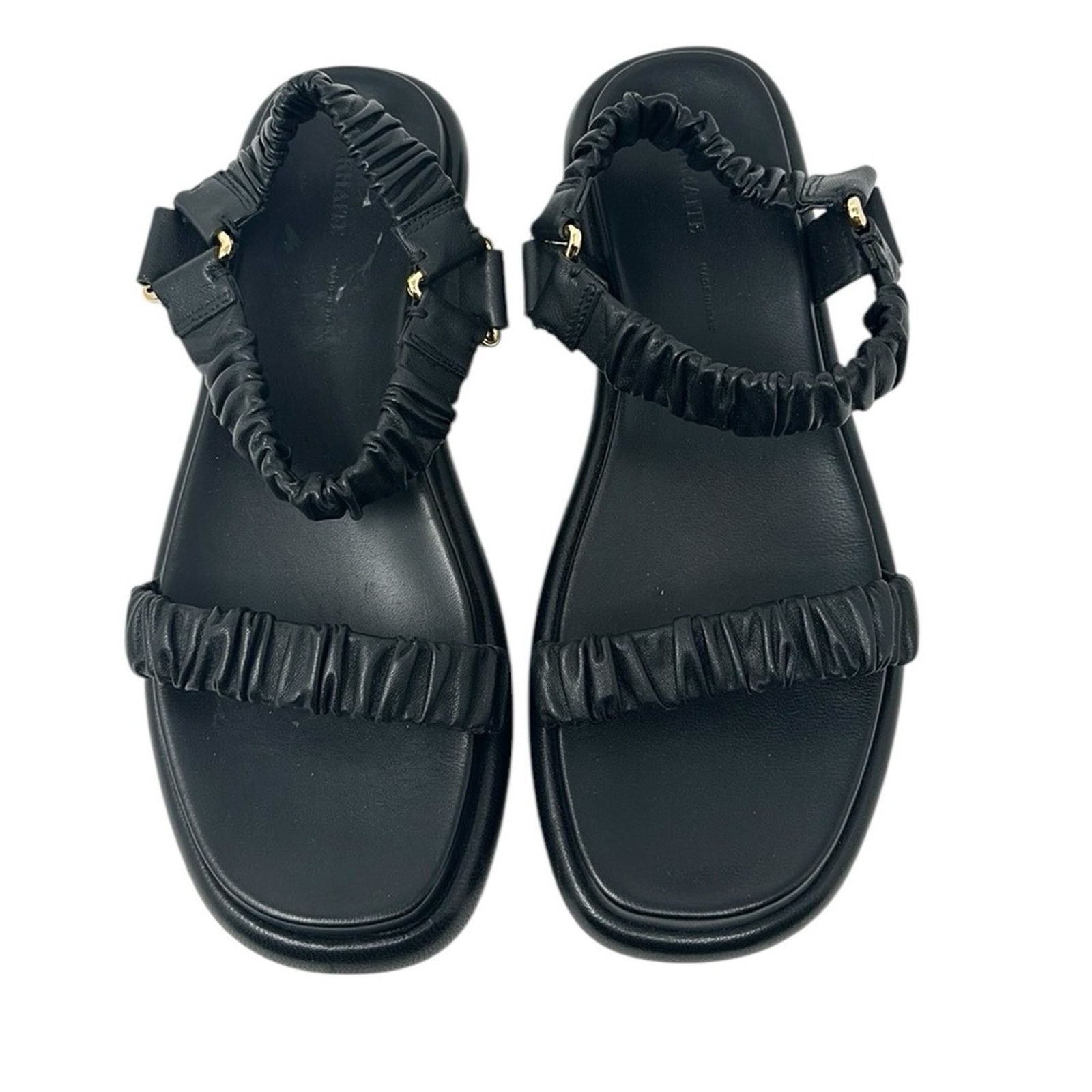KHAITE Khaite Puglia Sandals Black Leather Elasticized Strap Shoes Size US 8 / IT 38 - 2 Thumbnail