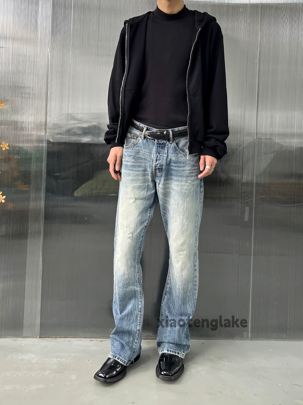 Jean × Vintage washed faded cleanfit yuppie damaged flared jeans Size US 32 / EU 48 - 1 Thumbnail