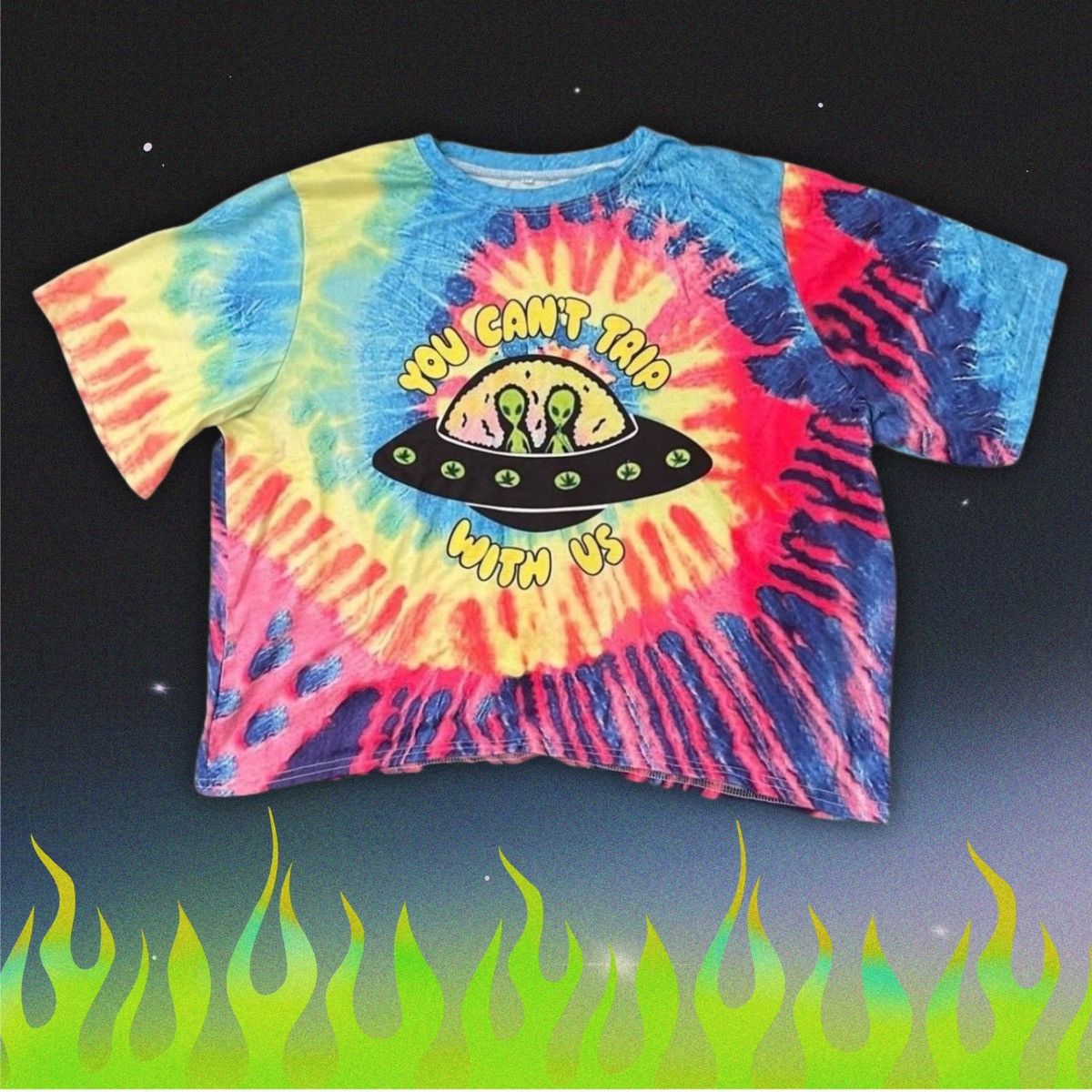 Japanese Brand You Can’t Trip With Us Alien tie-dye crop tee Size ONE SIZE - 6 Thumbnail