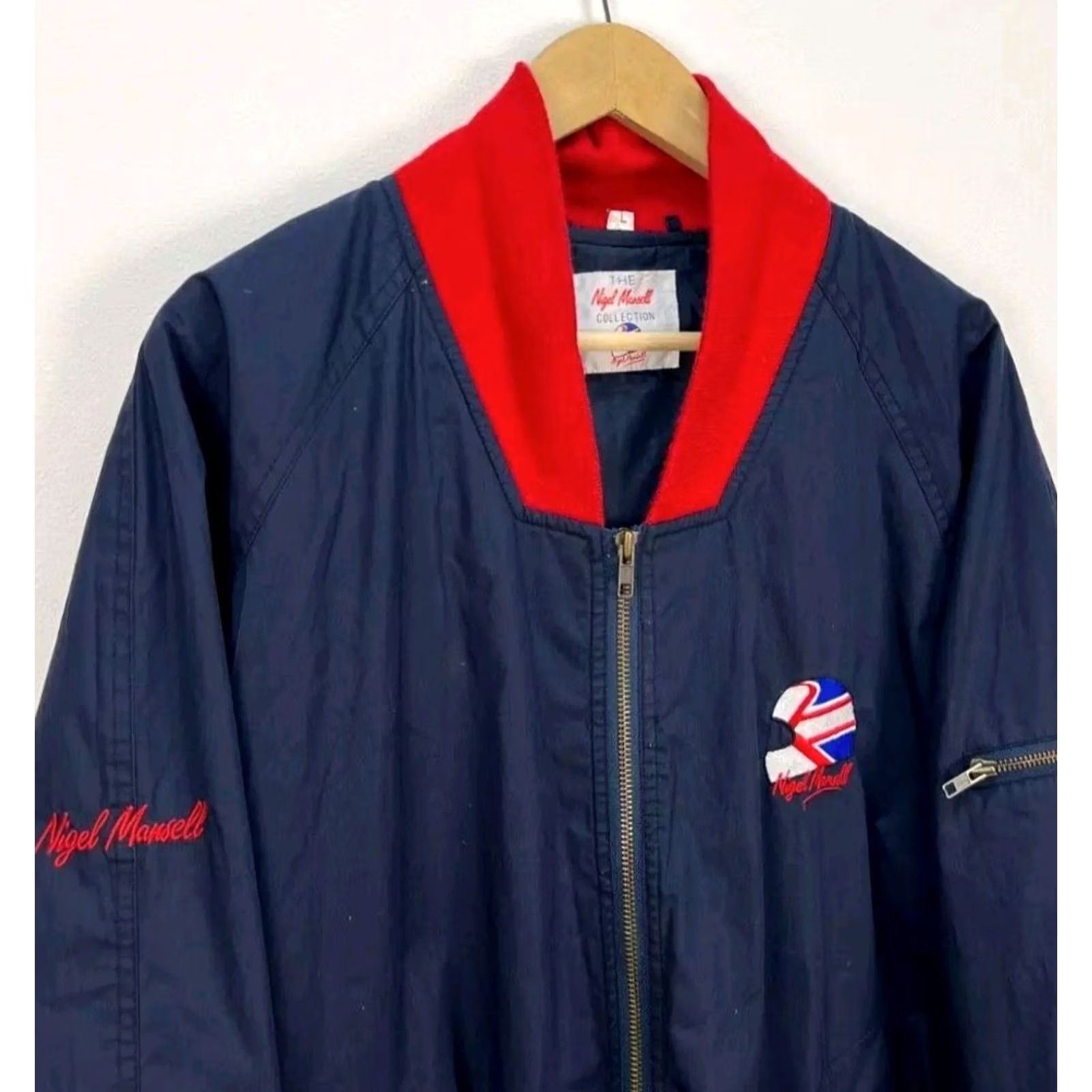 Vintage Nigel Mansell Collection Bomber Jacket Vintage Men L Blue Red 90s Bomber Jacket Size US L / EU 52-54 / 3 - 2 Thumbnail