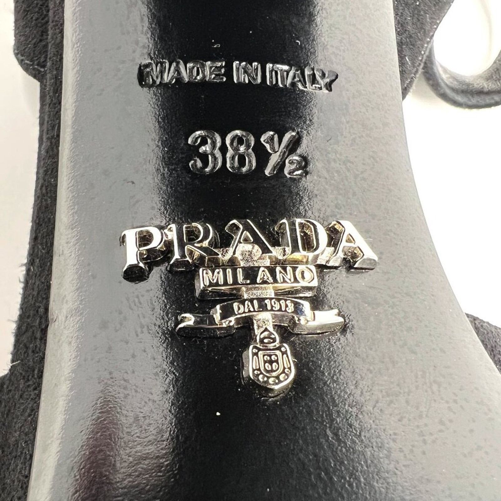 Prada Prada Black Suede Platform Block Heel Peep Toe Sandals Size US 8.5 / IT 38.5 - 6 Thumbnail