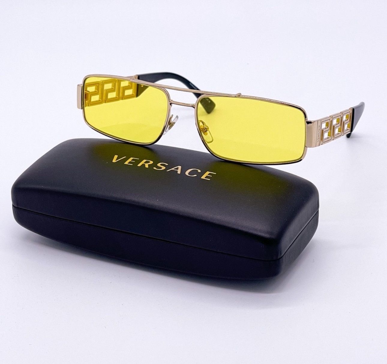 image of New Versace Ve2257 1002/c9 Unisex Sunglasses Versace Ve2257 in Yellow, Women's