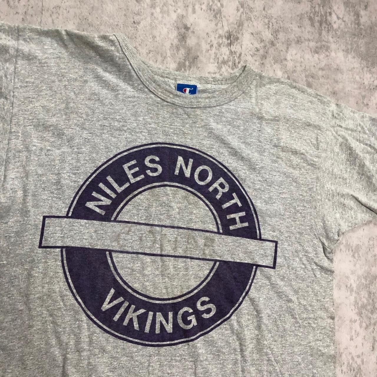 Champion Grey casual Niles North Vikings T-shirt #NilesNorth #Vikings Size US L / EU 52-54 / 3 - 2 Thumbnail
