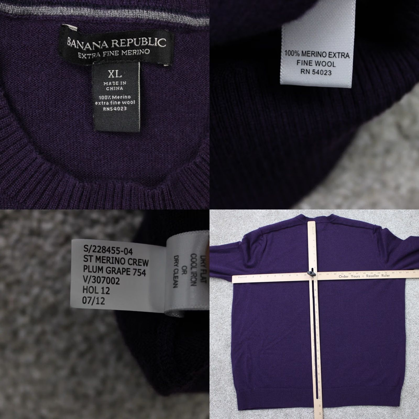 Banana Republic Banana Republic Sweatshirt Mens XL Purple Merino Wool Crewneck L/S Pullover Solid Classic Computer-Generated Title Adjustments: Size US XL / EU 56 / 4 - 8 Thumbnail