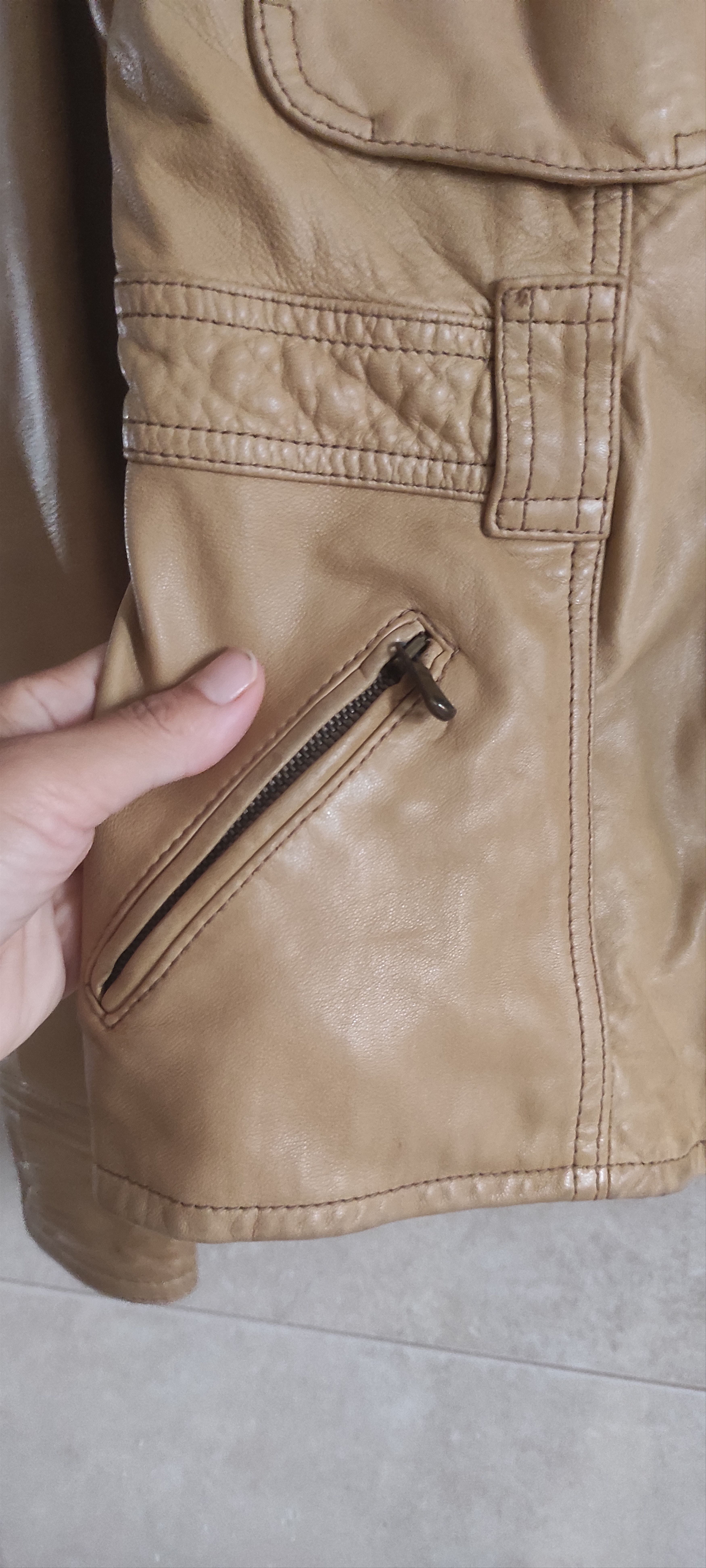 Massimo Dutti Massimo Dutti Sheepskin Soft Leather Tan Moto Jacket Size S / US 4 / IT 40 - 6 Thumbnail