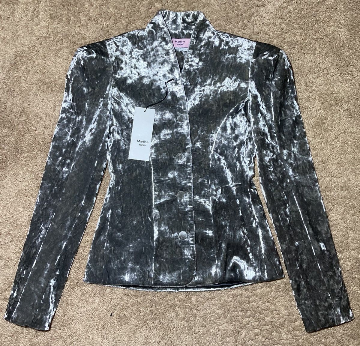 Martine Rose New AW21 Martine Rose Crushed Velvet 4B Padded Jacket 2021 Size 44R - 1 Thumbnail