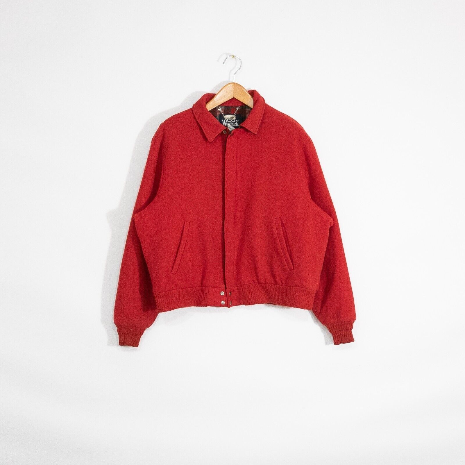 Vintage Vintage 80s Woolrich Bomber Jacket Mens XL Red Wool Flannel Size US XL / EU 56 / 4 - 1 Preview