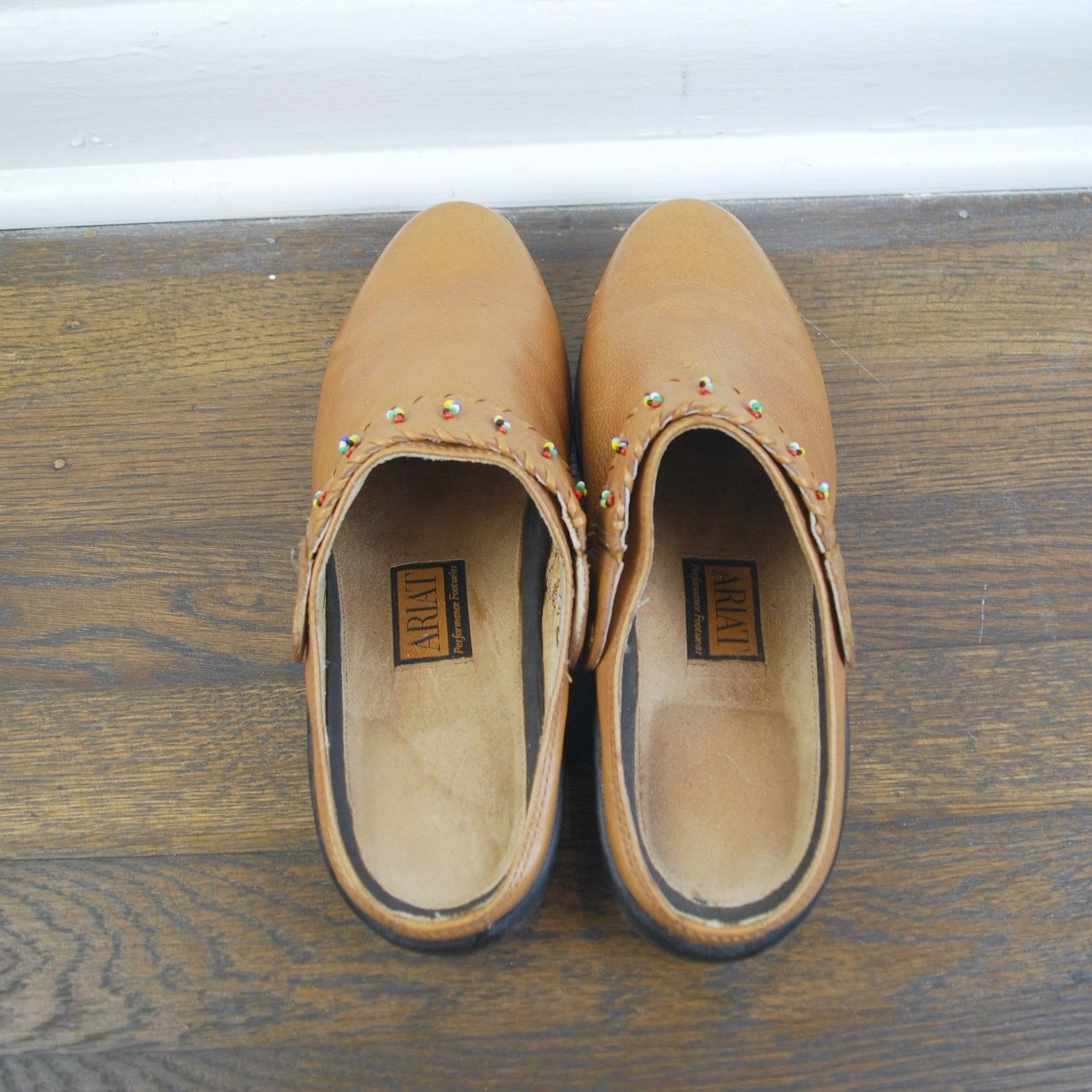 Ariat Ariat Brown Leather Beaded Closed Toe Sling Back Clogs Mules Size US 9 / IT 39 - 8 Thumbnail