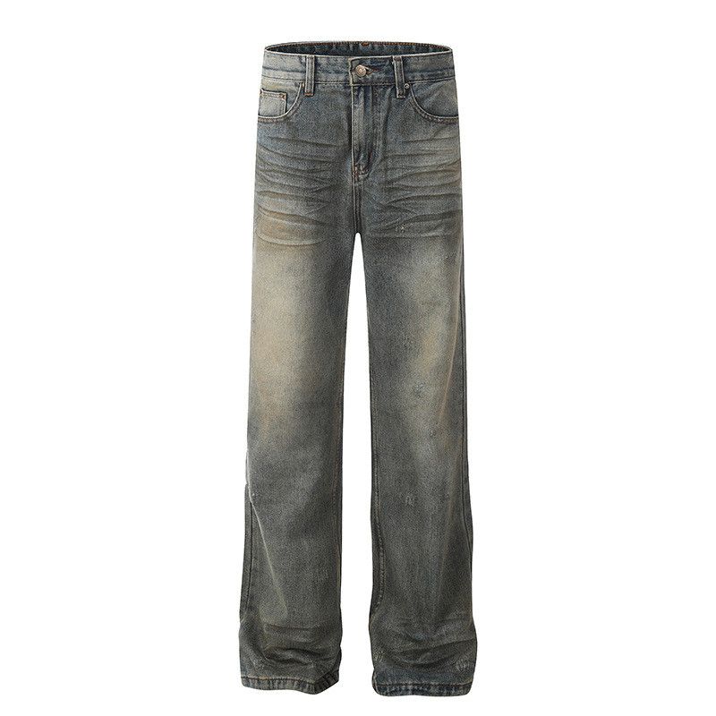 Vintage American retro men's washed loose wide-leg distressed jeans Size US 32 / EU 48 - 1 Thumbnail