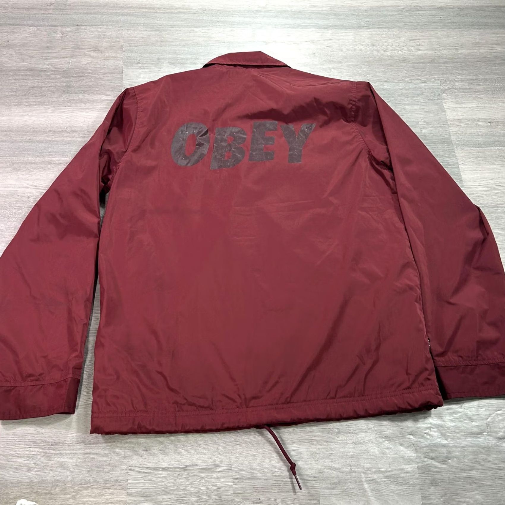Obey Obey Jacket Mens Medium Red Lined Snap Front Windbreaker Coach Logo Streetwear Size US M / EU 48-50 / 2 - 2 Thumbnail