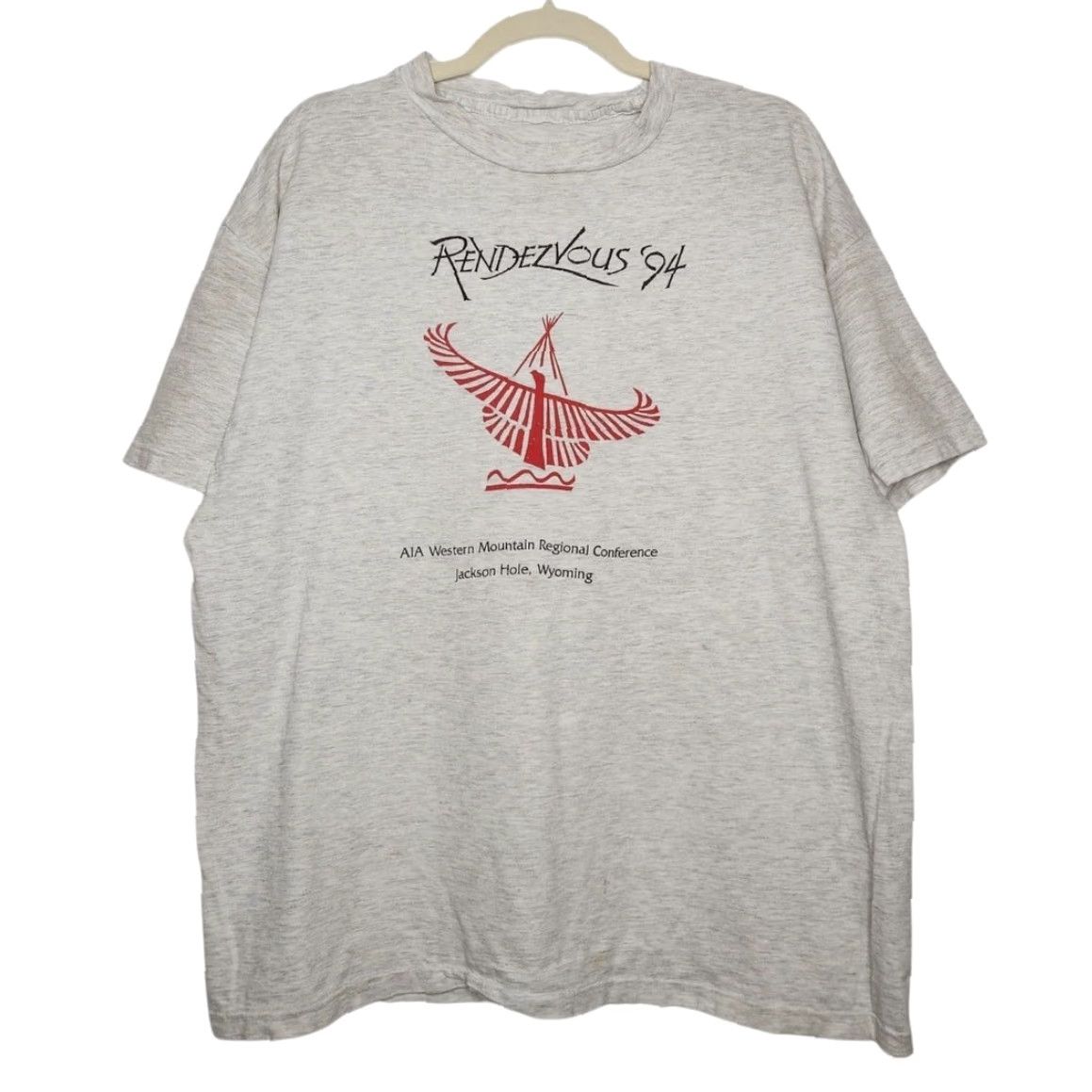 Vintage VINTAGE Rendezvous Wyoming AIA Western Eagle Grunge Distressed Worn Gray XL Unisex Adults Size US XL / EU 56 / 4 - 2 Thumbnail