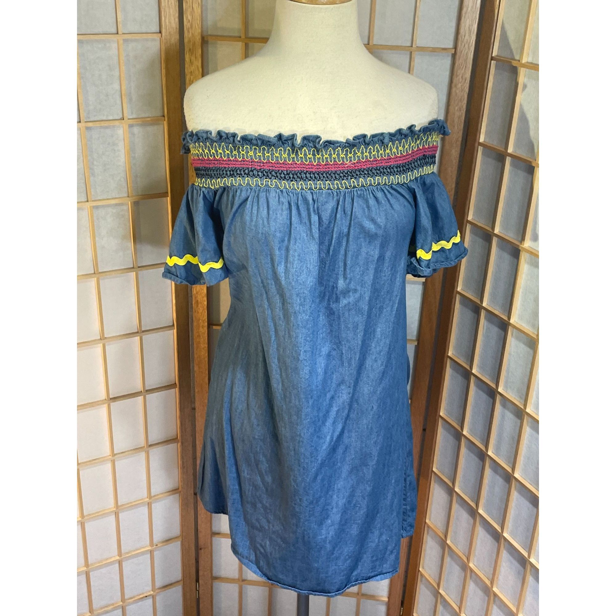 Anthropologie Anthro Flying Tomato Sm Chambray Minidress Size S / US 4 / IT 40 - 1 Thumbnail