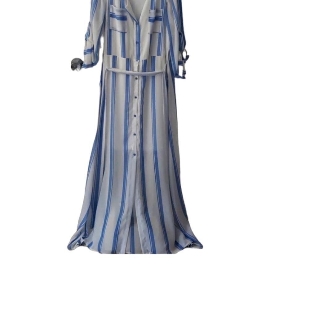 Designer CT1271a BLUE AND WHITE STRIPED MAXI DRESS XL Size XL / US 12-14 / IT 48-50 - 3 Thumbnail