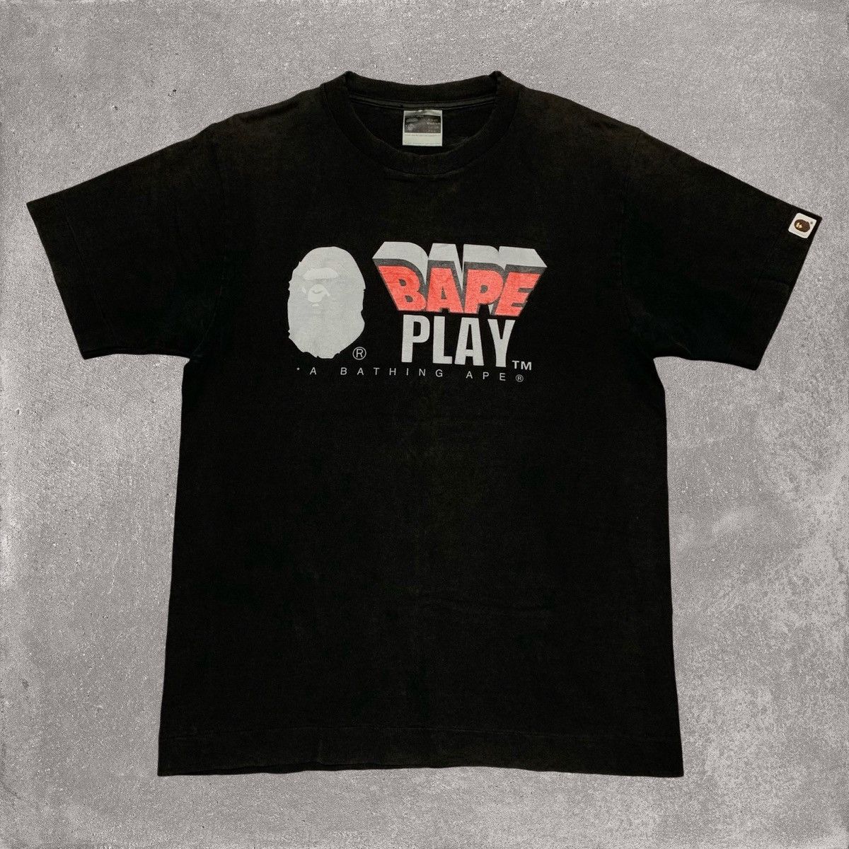 Bape Medium Play Graphic Black Tee Bathing Ape Vintage 1999