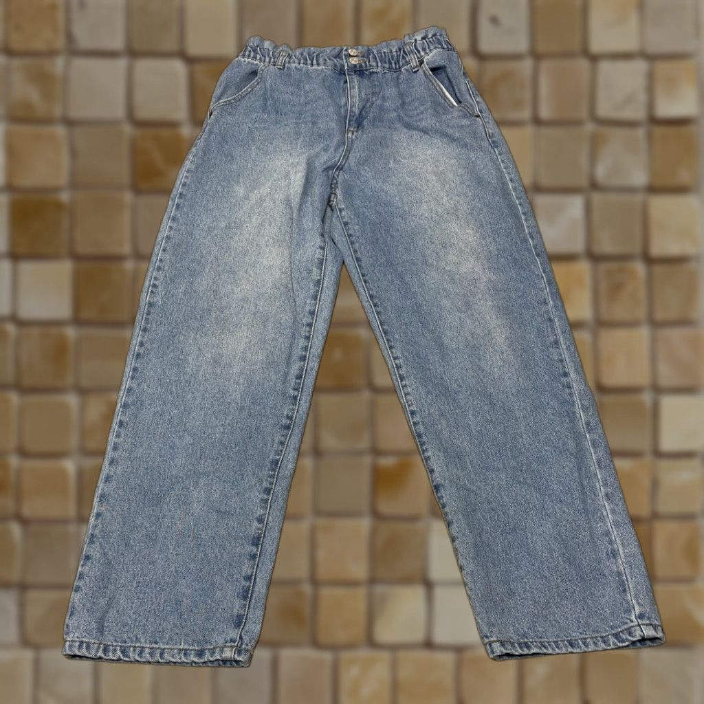 Forever 21 VINTAGE Forever 21 Blue Paperbag Waist High Rise Cotton Jeans Womens Large Elastic Waist Size 36" / US 14 / IT 50 - 1 Thumbnail