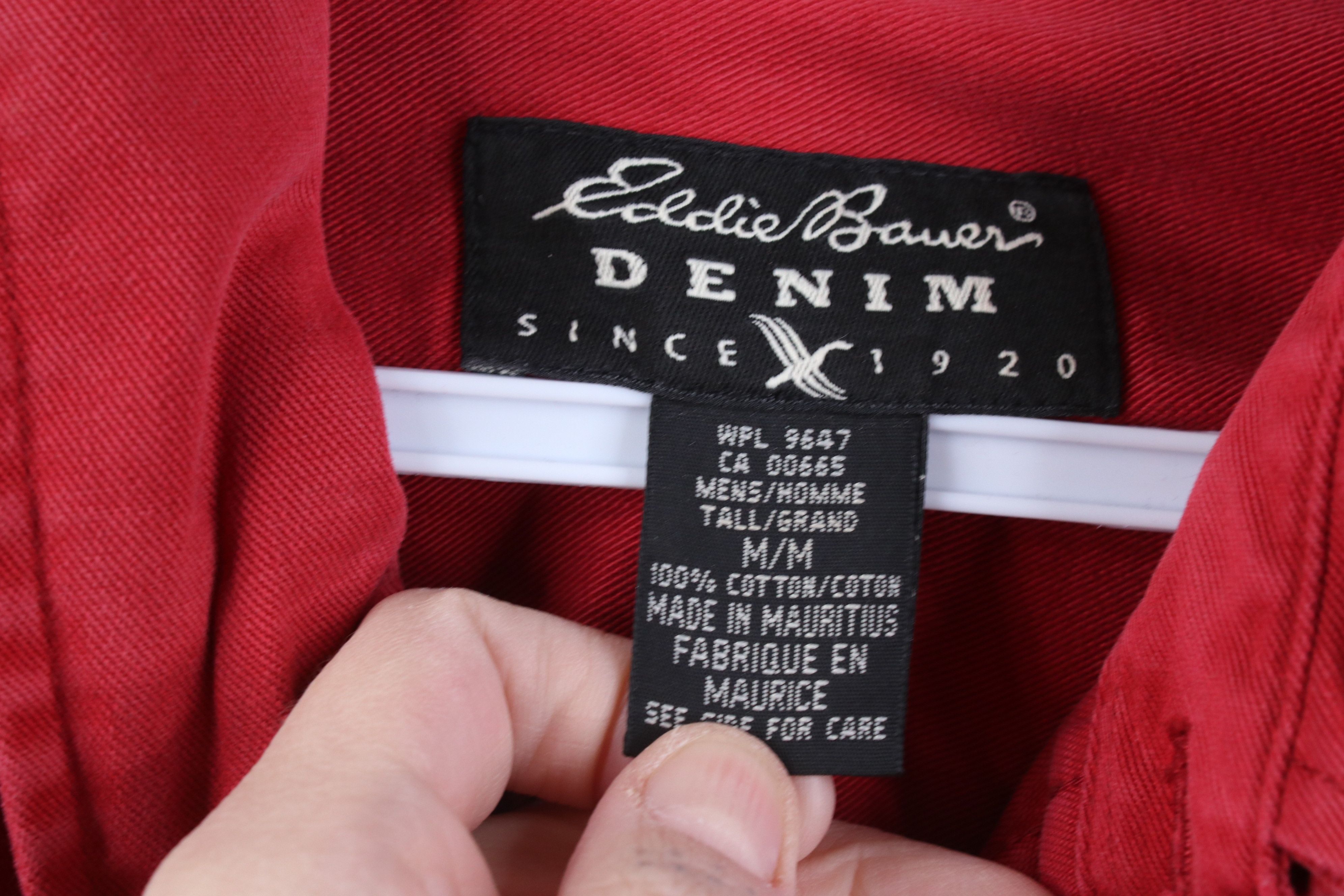 Eddie Bauer Vintage 90s Eddie Bauer Twill Denim Button Down Shirt Red Size US M / EU 48-50 / 2 - 5 Thumbnail