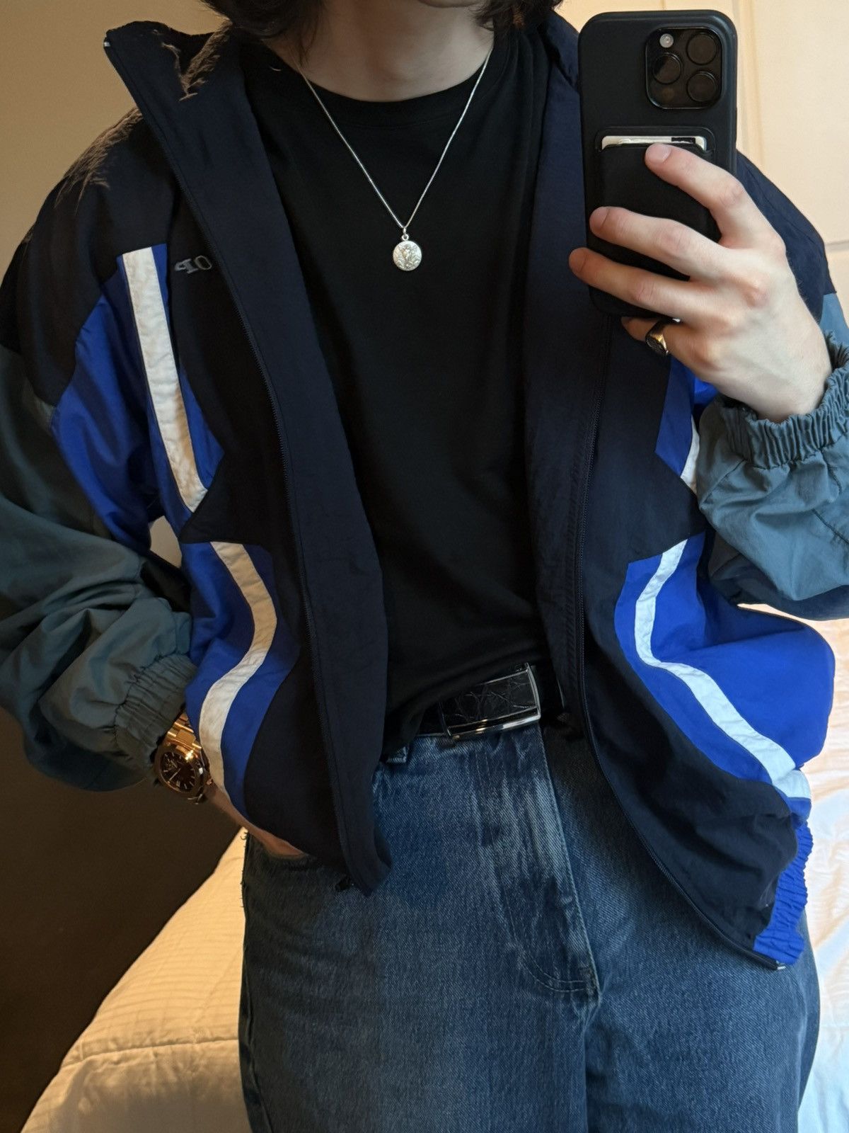 Dunlop 90s Vintage Dunlop Sport Jacket Windbreaker Blue Grey Size M Size US M / EU 48-50 / 2 - 2 Thumbnail