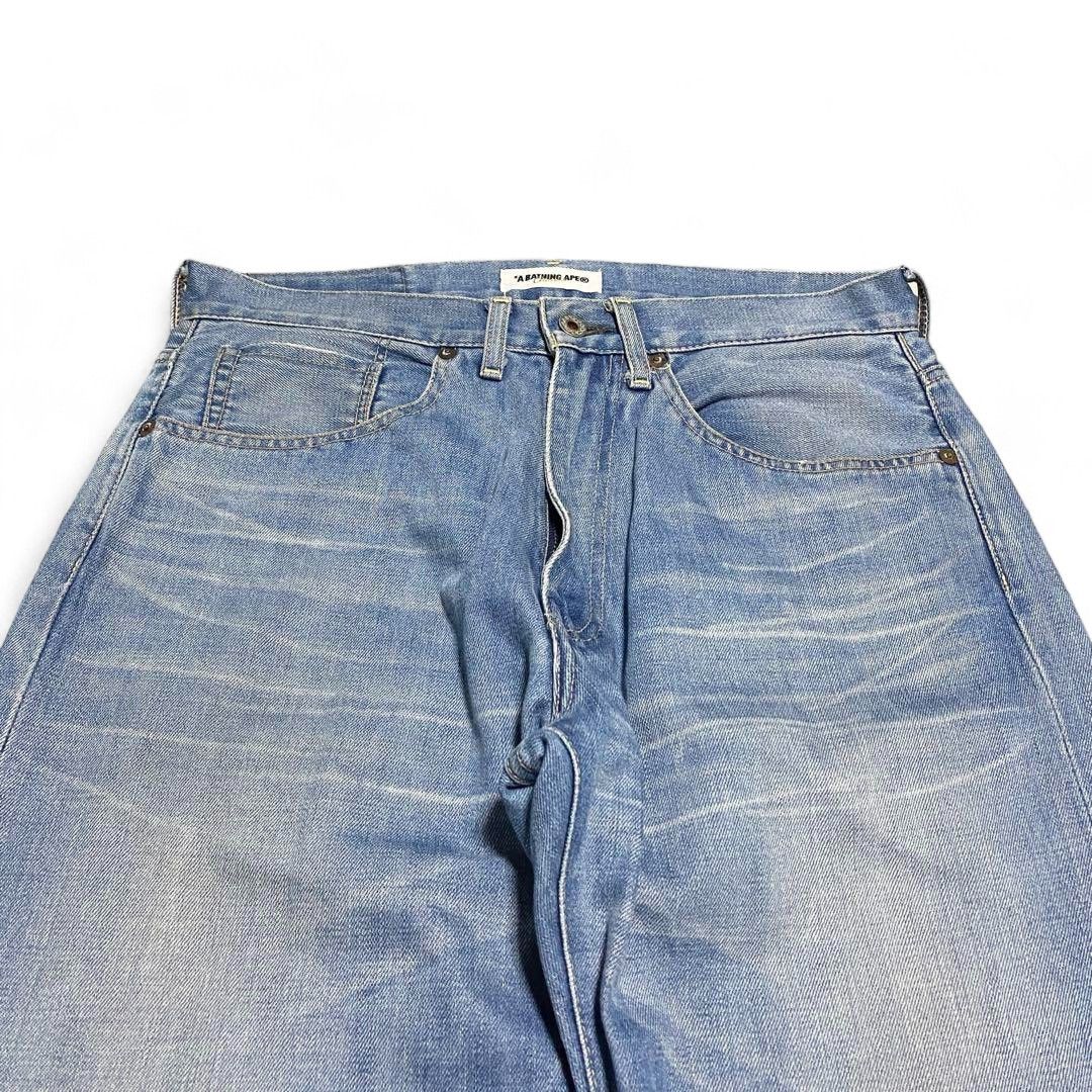 Bape A Bathing Ape (BAPE) - S Embroidered Baggy Jeans Light Blue Size US 30 / EU 46 - 7 Thumbnail