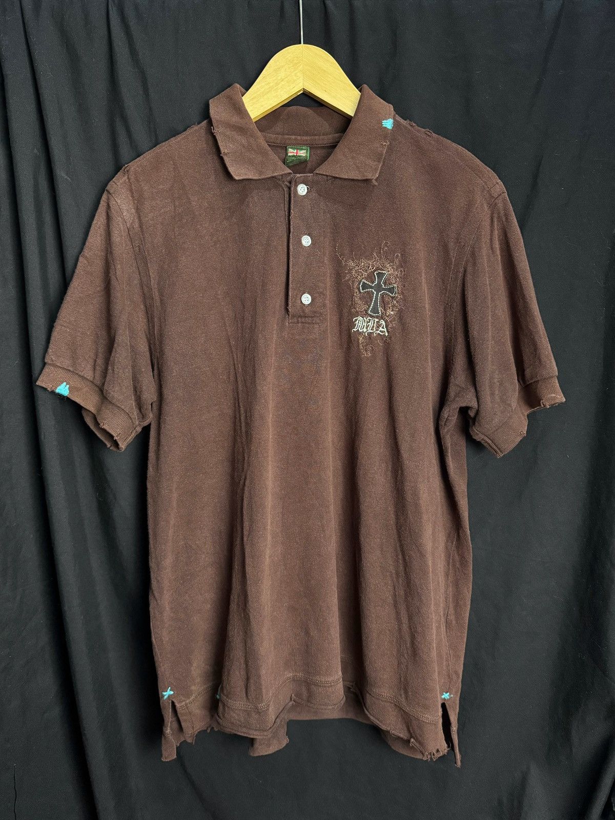 If Six Was Nine Japanese Crosses Polo Shirt Distressed Styled Size US L / EU 52-54 / 3 - 3 Thumbnail