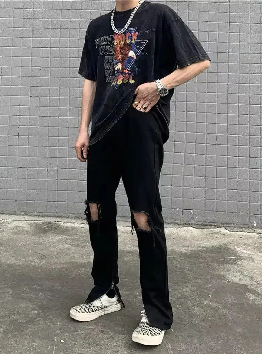 Japanese Brand × Jean Retro Design Skinny Straight Hole Jeans Pants Y2k Size US 30 / EU 46 - 1 Thumbnail