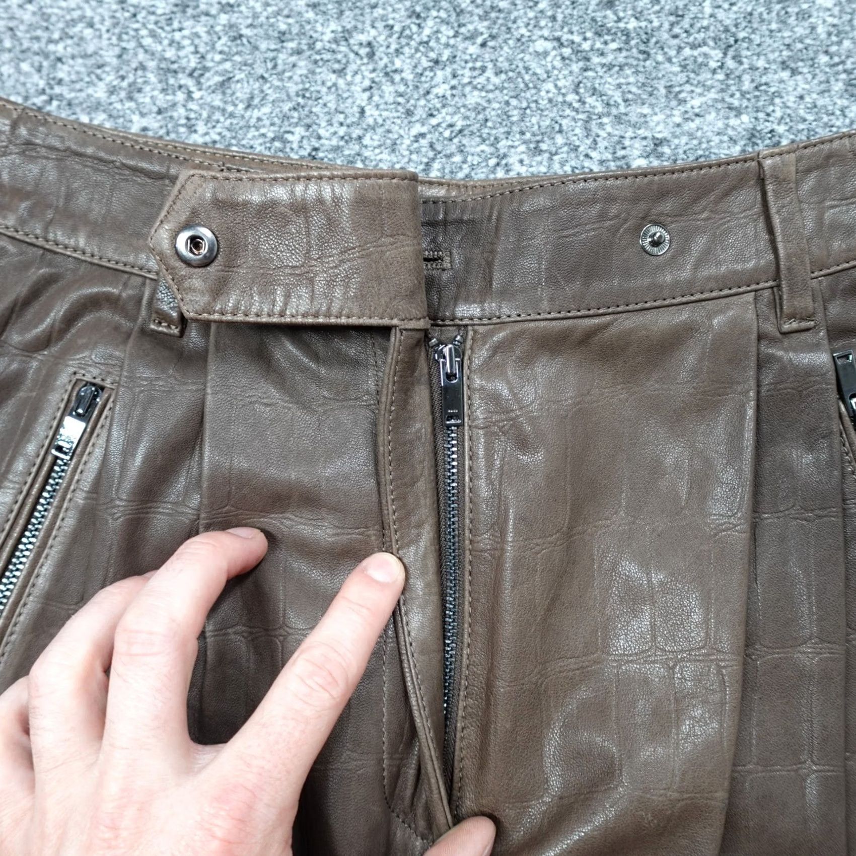 Reiss Reiss Trousers Womens Brown Leather 8 Crock Effect Size 30" / US 8 / IT 44 - 7 Thumbnail