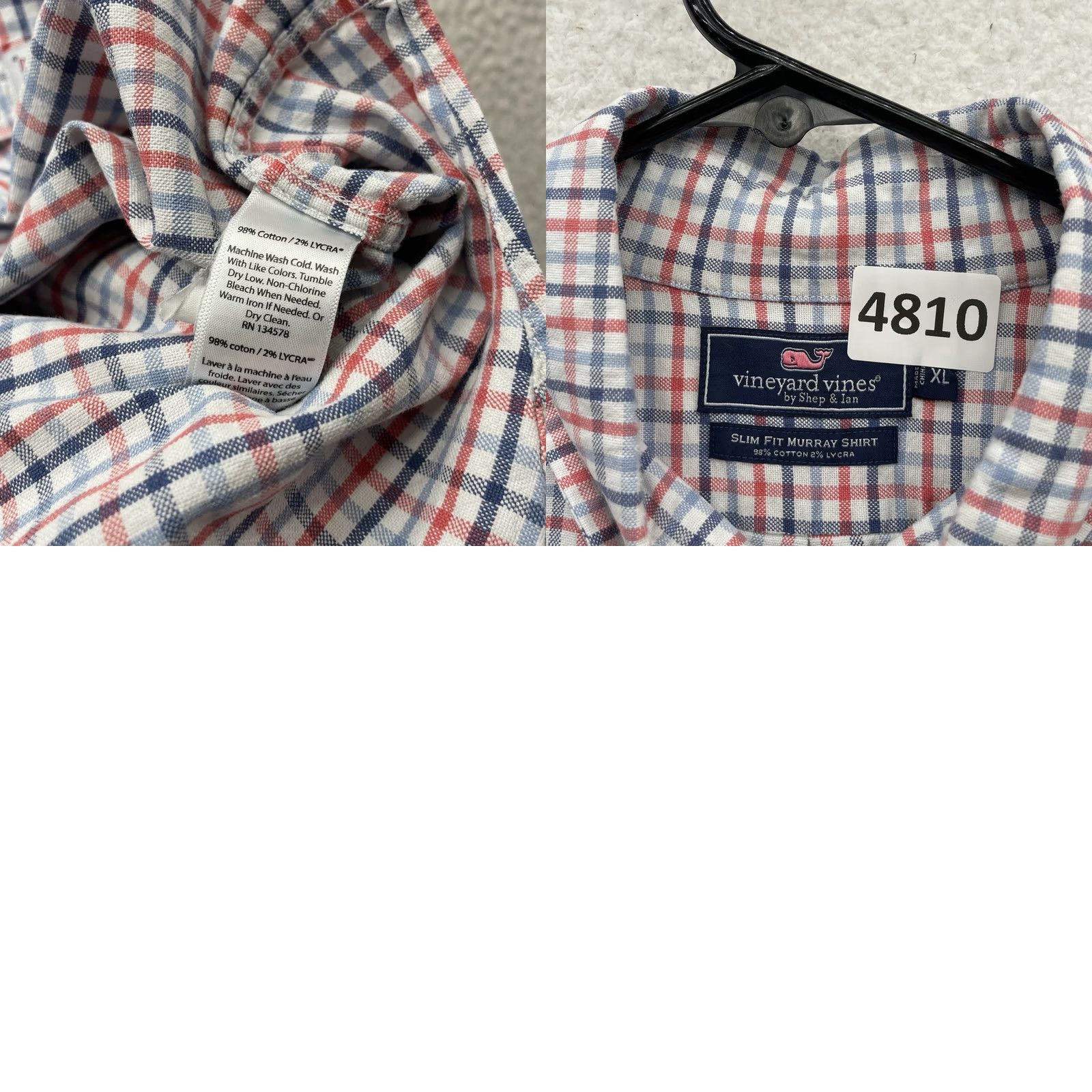 Vineyard Vines Vineyard Vines Murray Shirt Mens XL Slim Fit Blue Orange Tattersall Plaid Button-Up, Multicolor, Classic Preppy, Men Size US XL / EU 56 / 4 - 8 Thumbnail