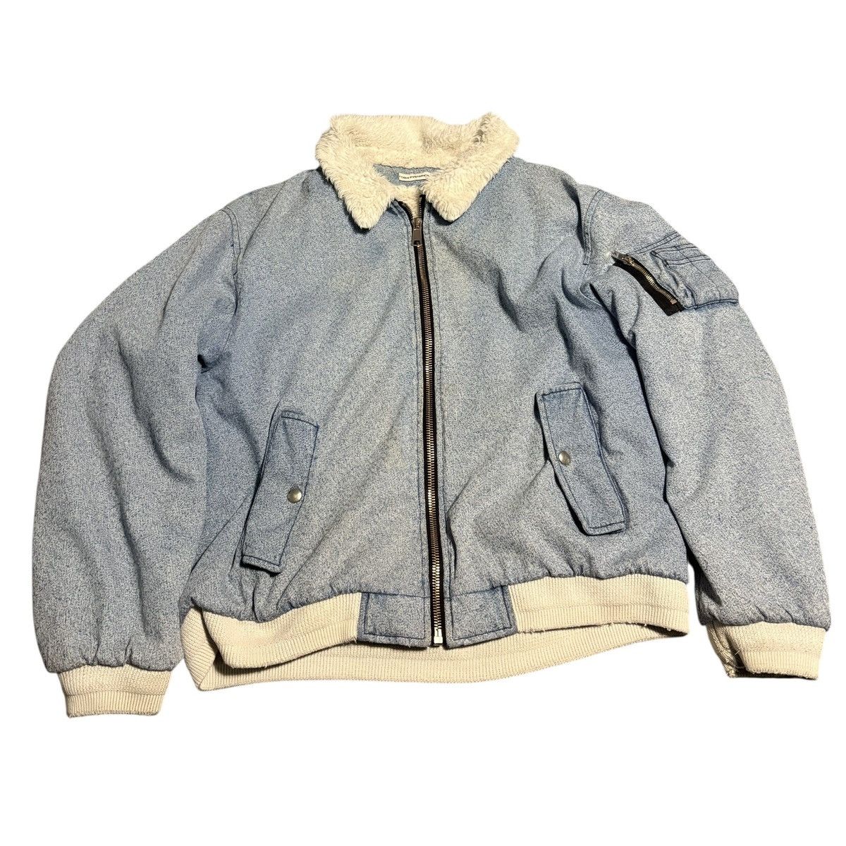 Gosha Rubchinskiy Denim Sherpa Lined Bomber Jacket | Grailed