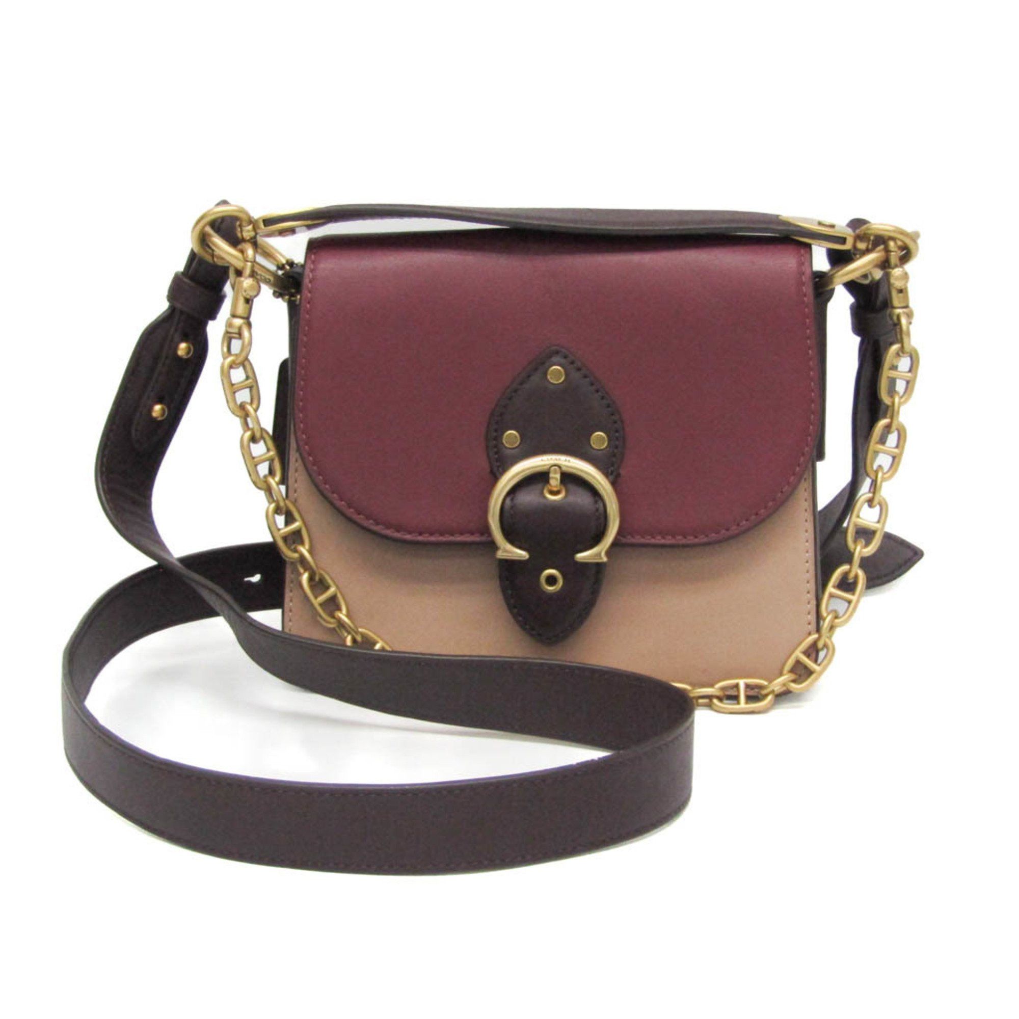 image of Coach Beat 6210 Women's Leather Shoulder Bag Beige,bordeaux