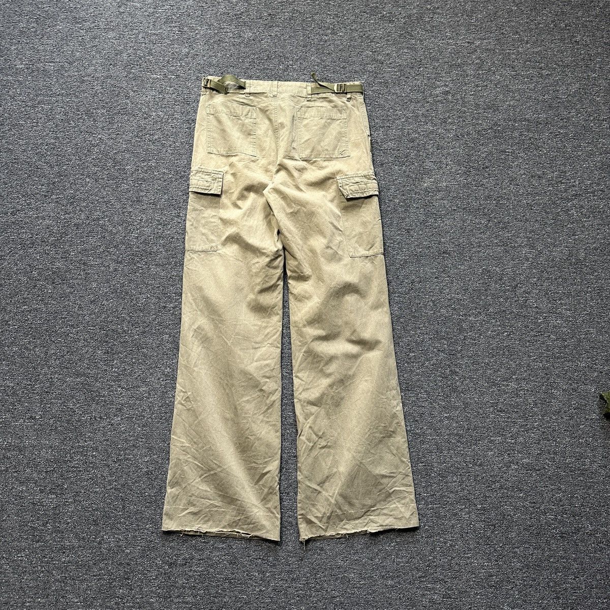 Japanese Brand Kenvelo Girl Wide Flare Olive Cargo Pants Size 26" / US 2 / IT 38 - 2 Thumbnail