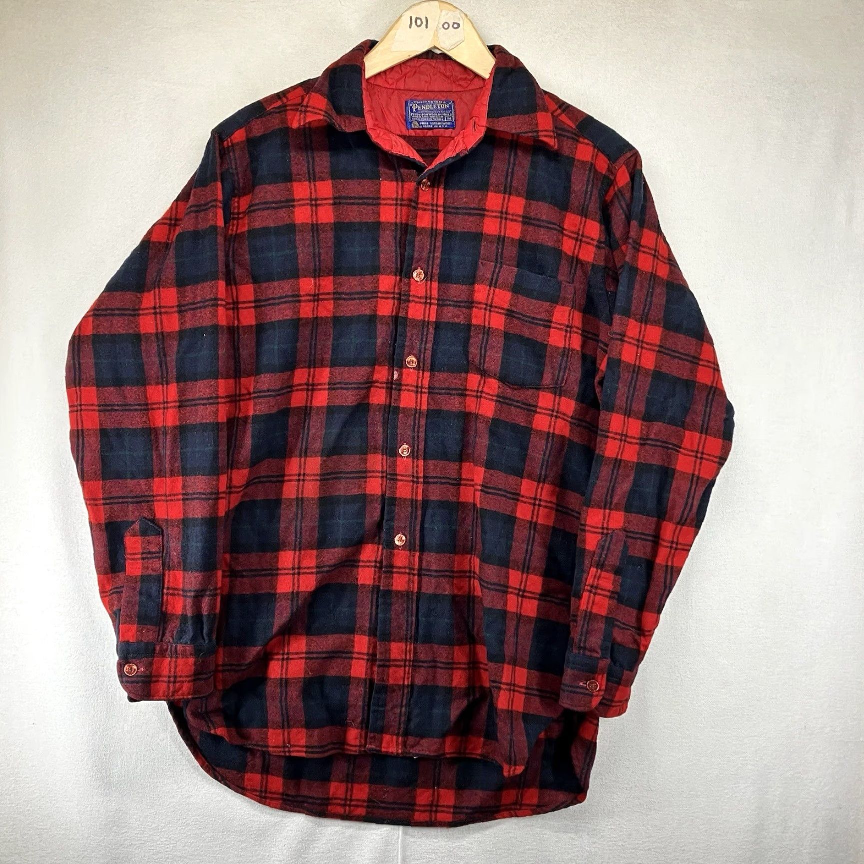 Pendleton VINTAGE Pendleton Wool Flannel Shirt Mens M Long Sleeve Red Plaid USA Retro Board Shirt Size US M / EU 48-50 / 2 - 2 Thumbnail