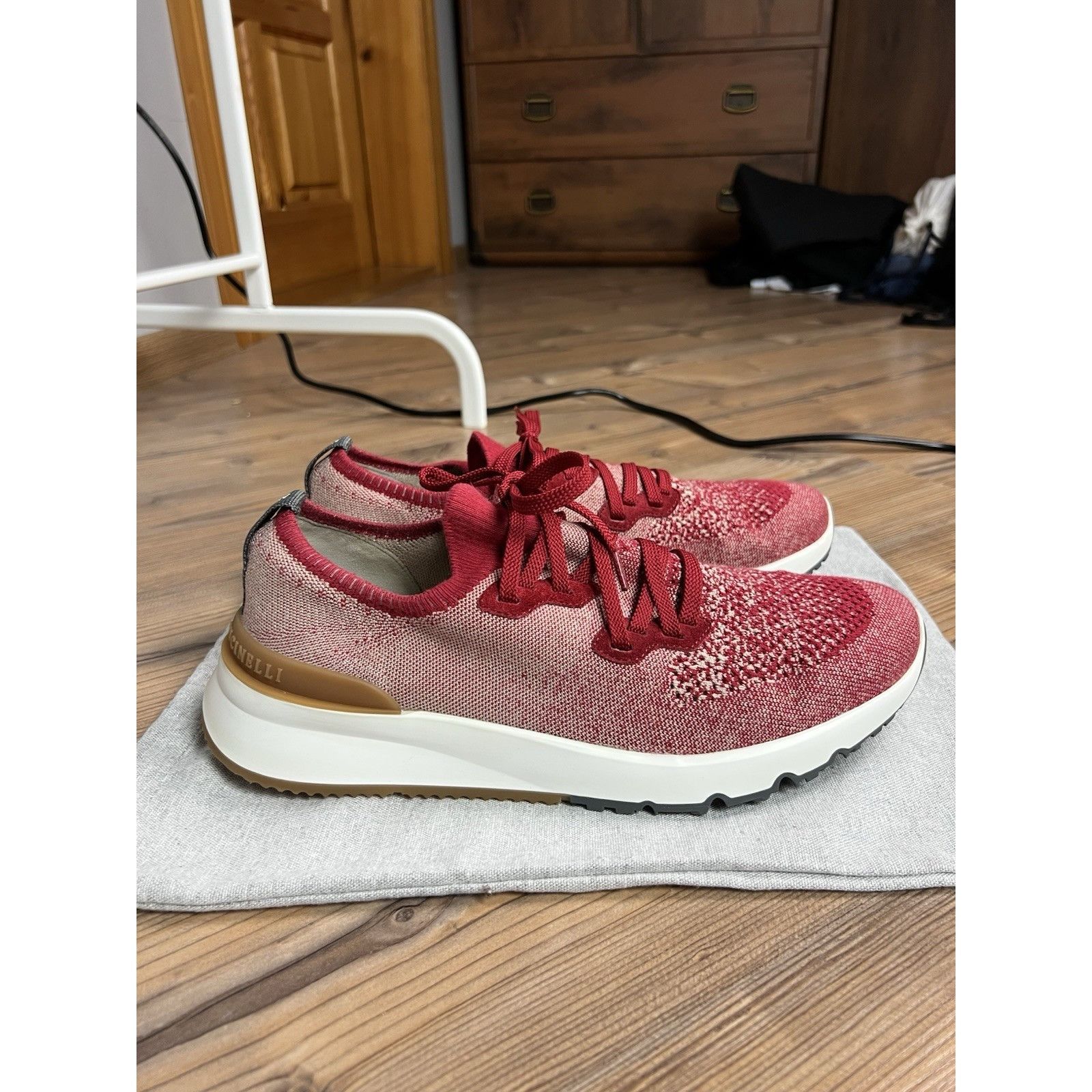 Brunello Cucinelli MINT! Brunello Cucinelli Suede-Trimmed Stretch-Knit Sneakers Size US 10 / EU 43 - 7 Thumbnail