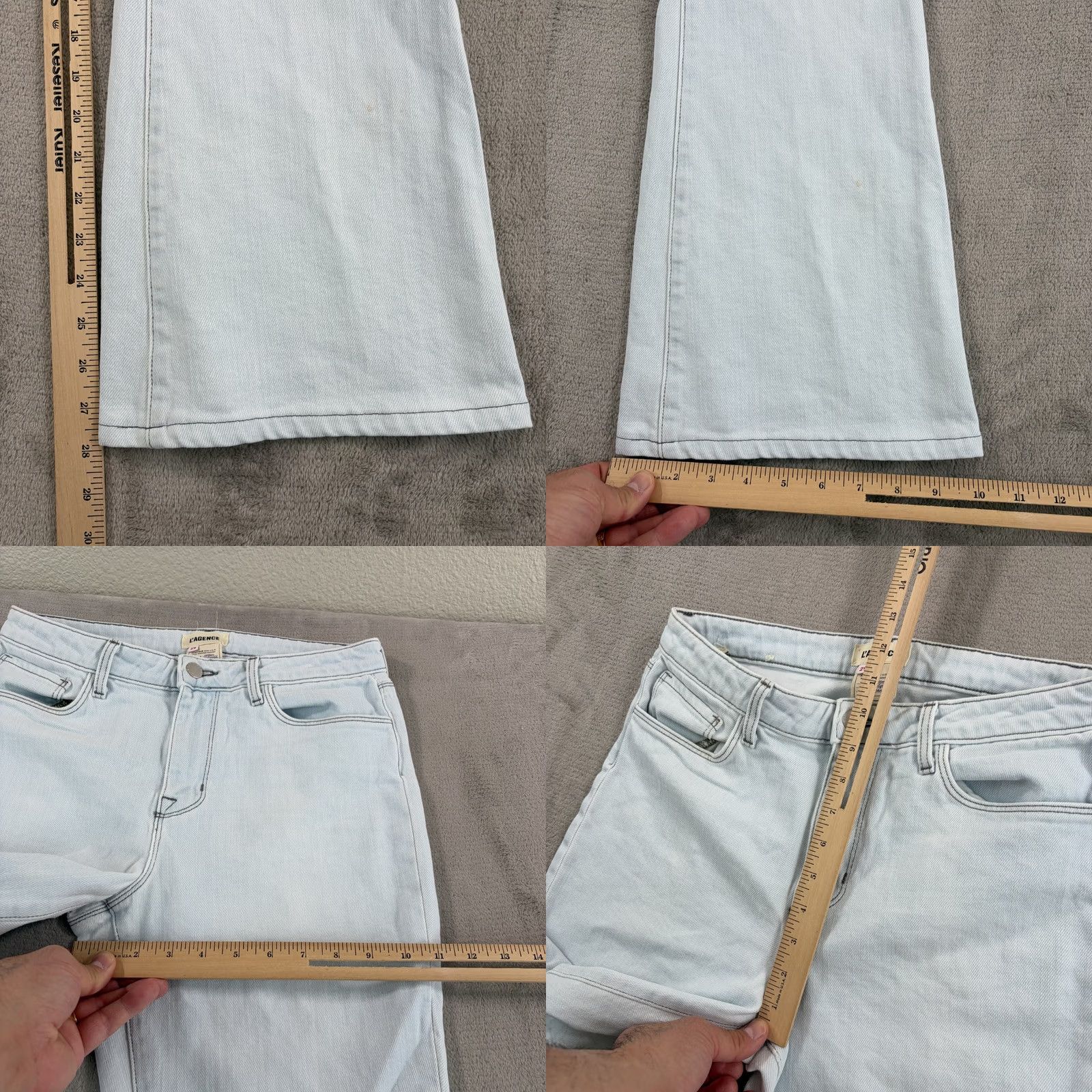 L'AGENCE L'AGENCE Bell High Rise Flare Jeans Bleach Down Women 29 USA Denim Blue Size 29" - 8 Thumbnail