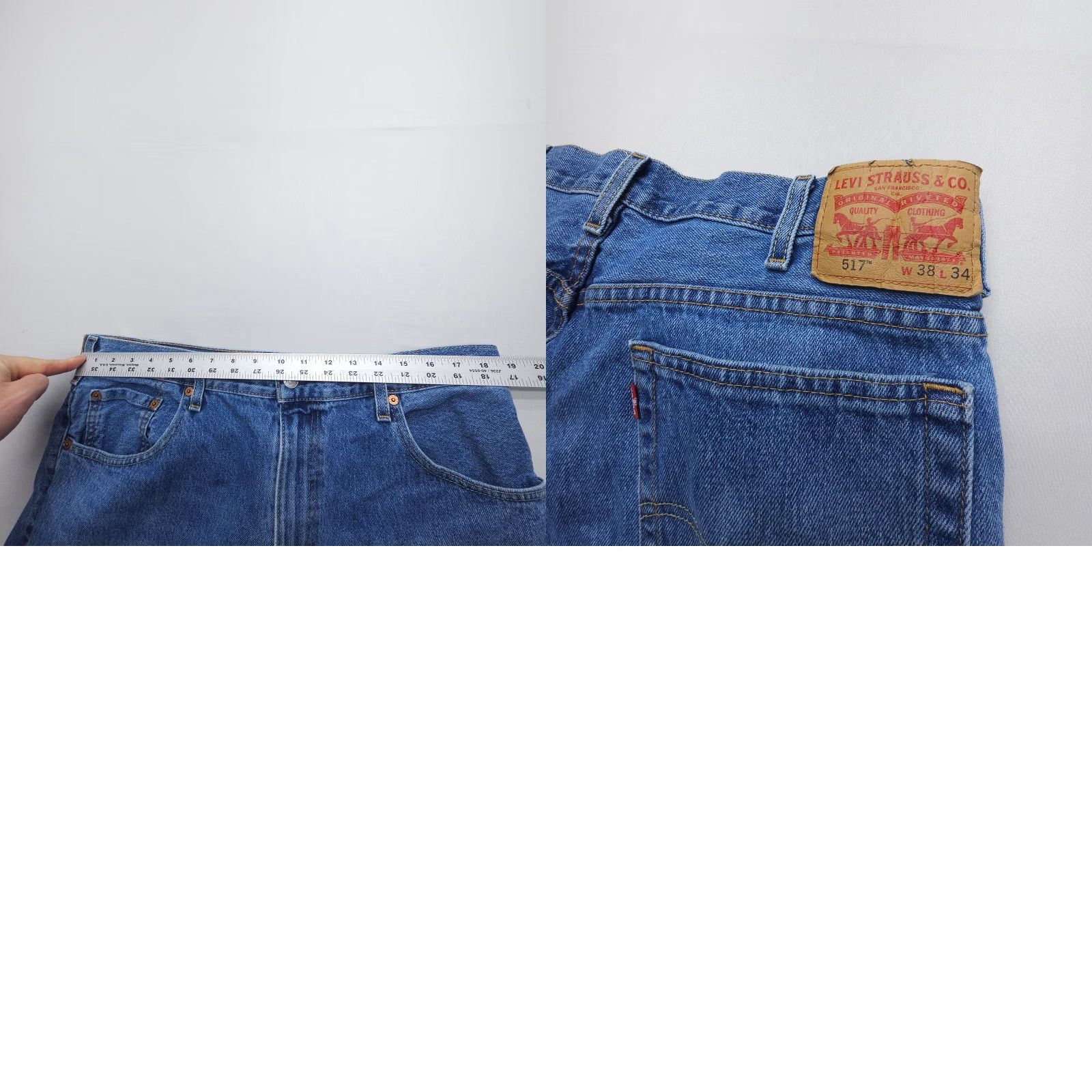 Levi's Levi's 517 Jeans Men's 38 x 34 Bootcut Denim Cotton 100% Heavy Blue Workwear Regular Fit Pocket Design Logo Medium Wash Size US 38 / EU 54 - 8 Thumbnail