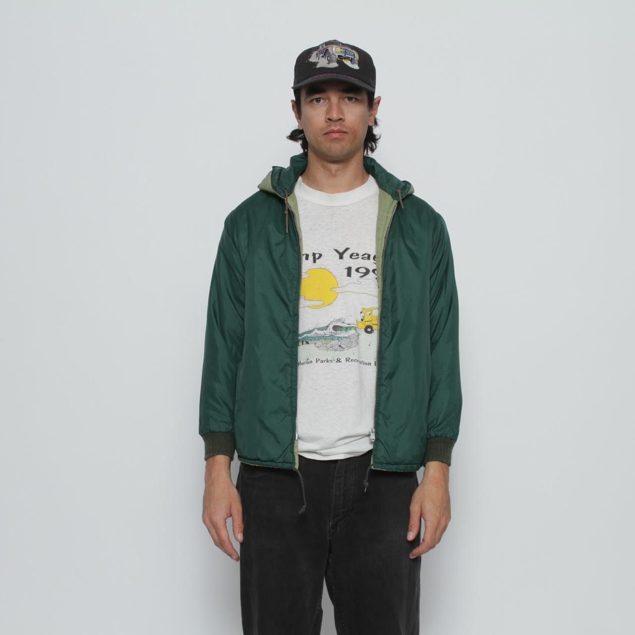 Vintage 70S LIGHT GREEN AND DARK GREEN ZIP UP QUILTED JACKET Size US S / EU 44-46 / 1 - 5 Thumbnail