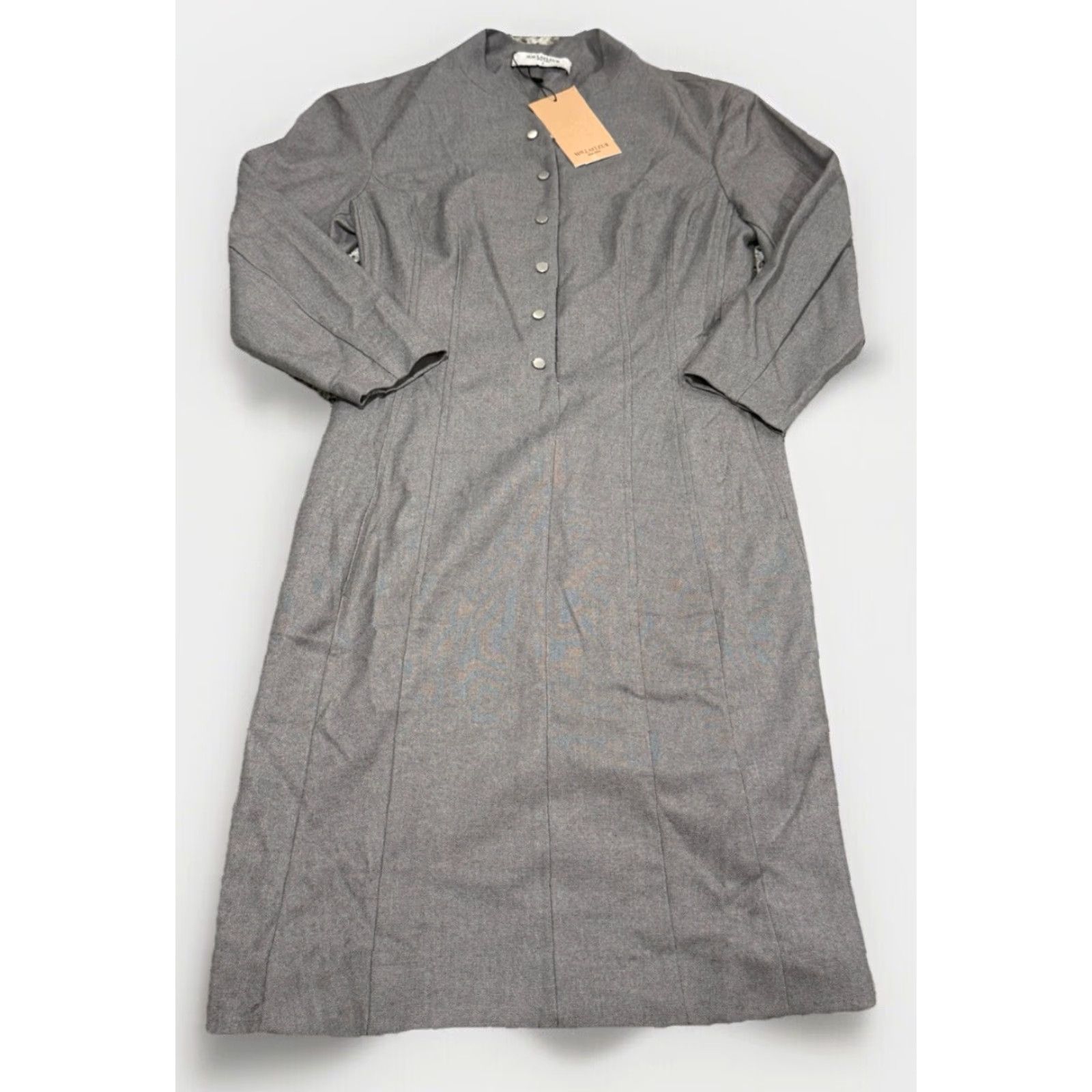M.M.LaFleur NWT MM LaFleur The Scarlet Dress- Flannel Sz 8 Gray, A-Line Midi Dress, Regular Size 8, Polyester, Polyurethane, Rayon, Gray Size M / US 6-8 / IT 42-44 - 3 Thumbnail
