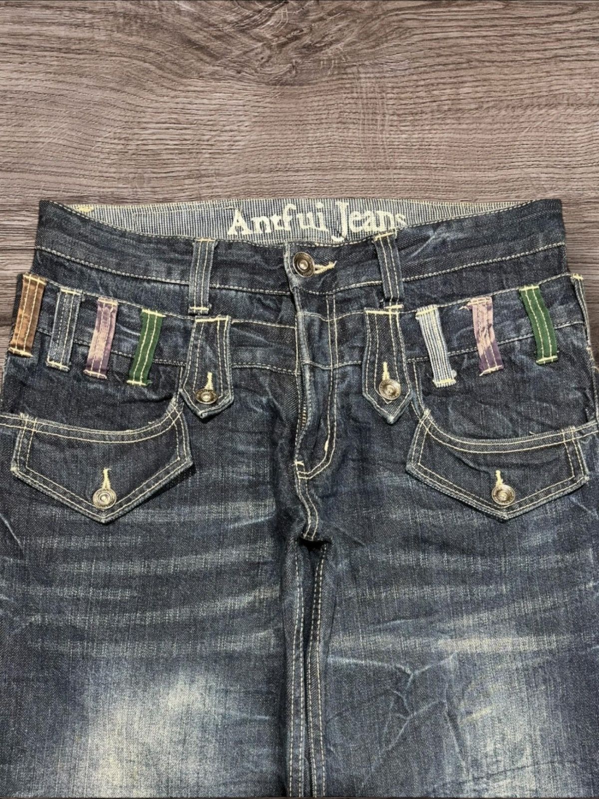 semanticdesign Y2k Punk Style Antfui Double Waist Whisker Faded Punk Jeans Size US 31 - 3 Thumbnail