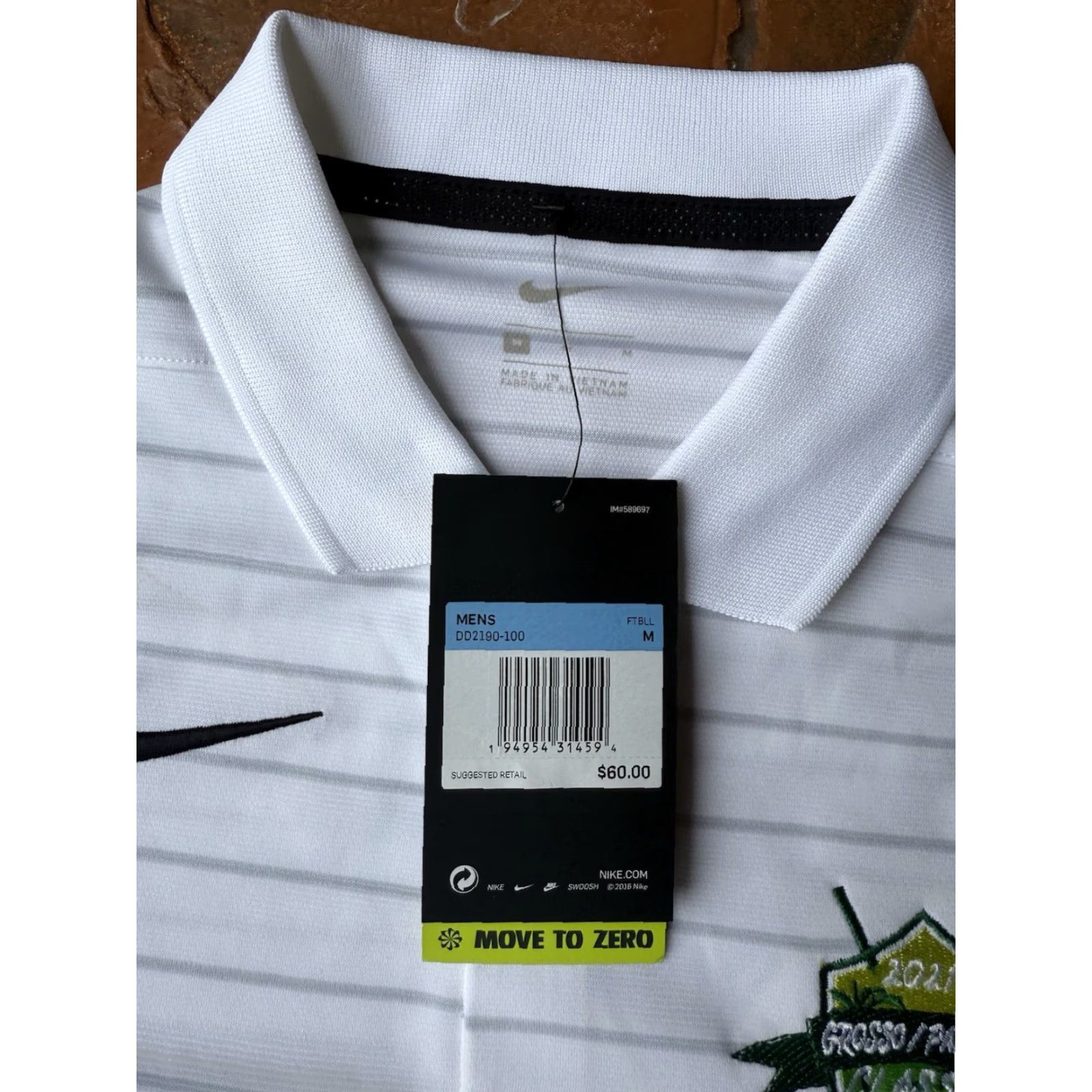 Nike NWT Nike Golf Tour Polo Shirt Men’s Large White Striped Size US L / EU 52-54 / 3 - 2 Thumbnail