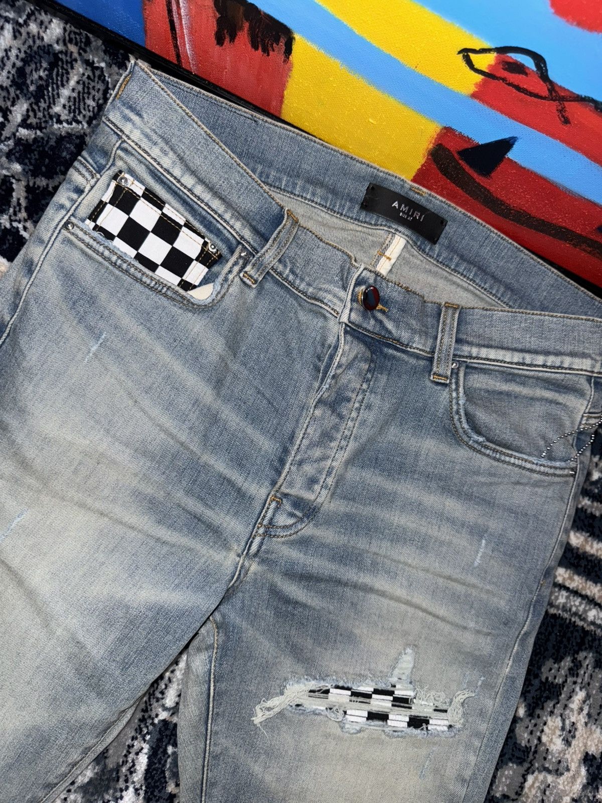 Amiri Amiri checkered patch mx1 jeans Size US 32 / EU 48 - 3 Thumbnail
