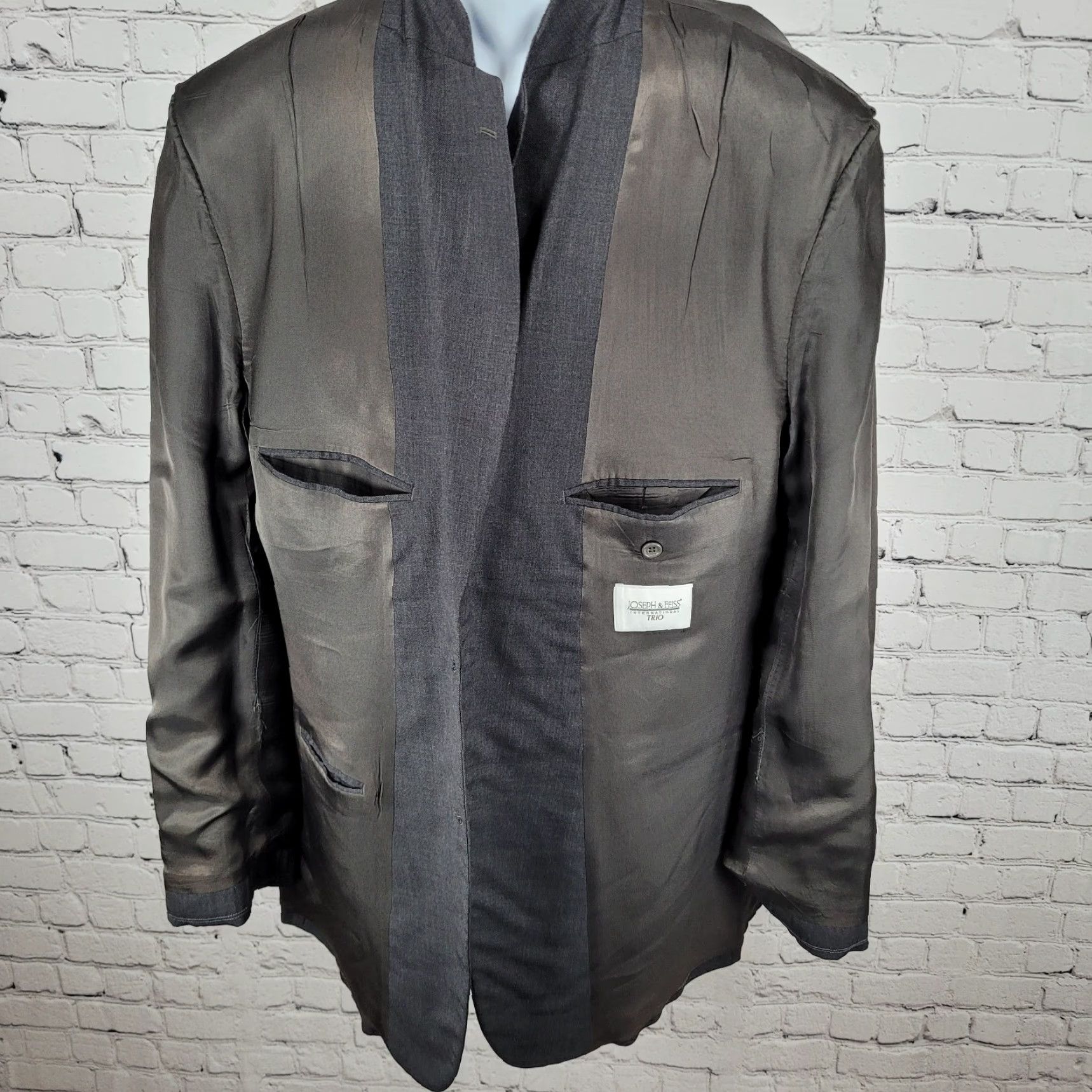 Joseph VINTAGE Joseph & Feiss Men's Wool Sport Coat Blazer Size 48 Regular Gray Classic 2-Piece Size 48R - 5 Thumbnail