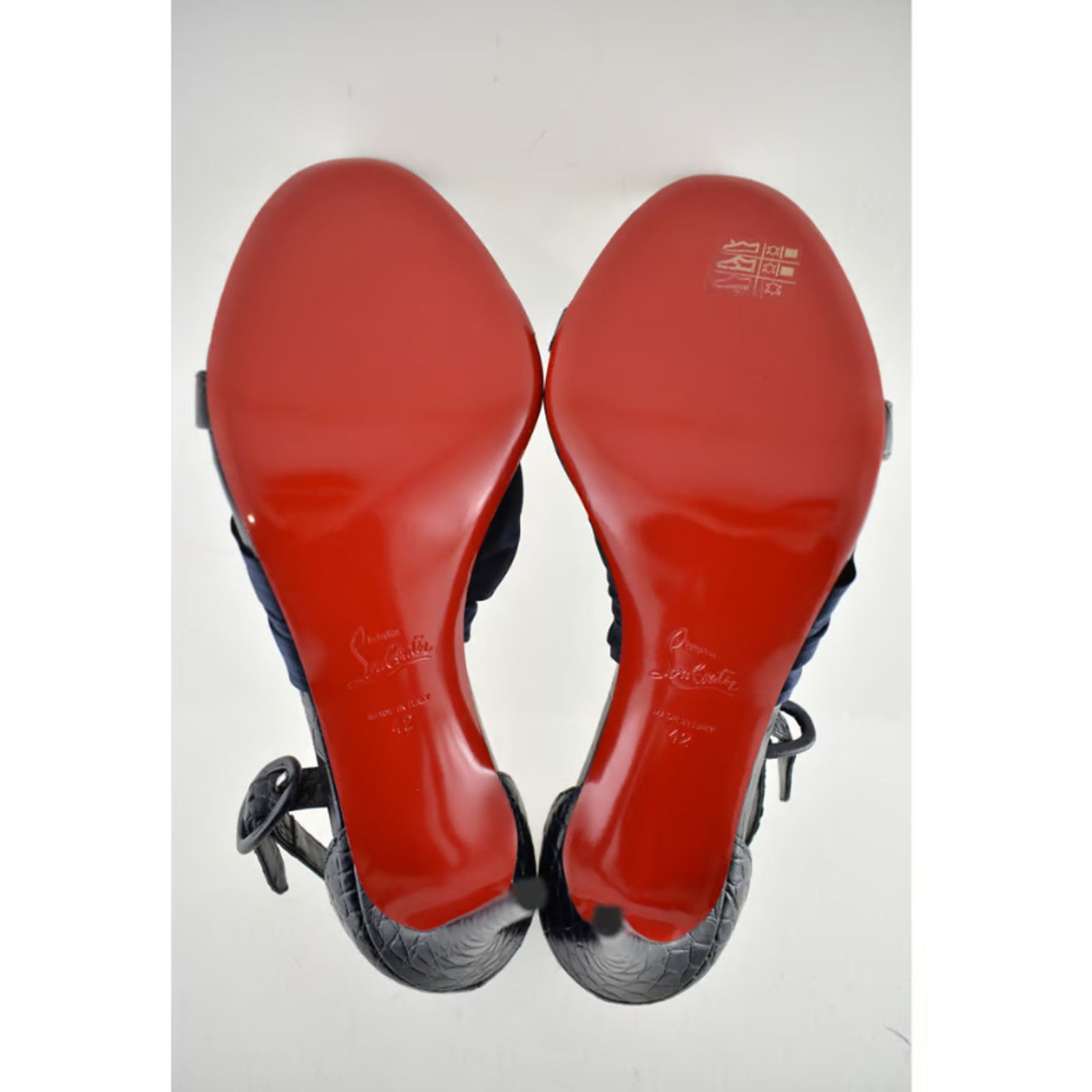 Christian Louboutin Ruban 100 Blue Croc Satin Ankle Strap Sandal Heel Pump 42 Size US 12 / IT 42 - 9 Thumbnail