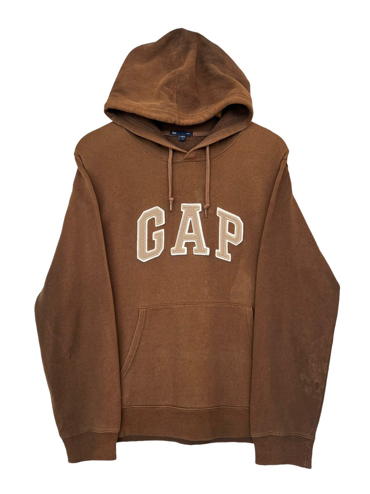 image of Y2K Gap Distressed Sun Faded Brown Baggy Boxy Hoodie, Men's (Size Small)