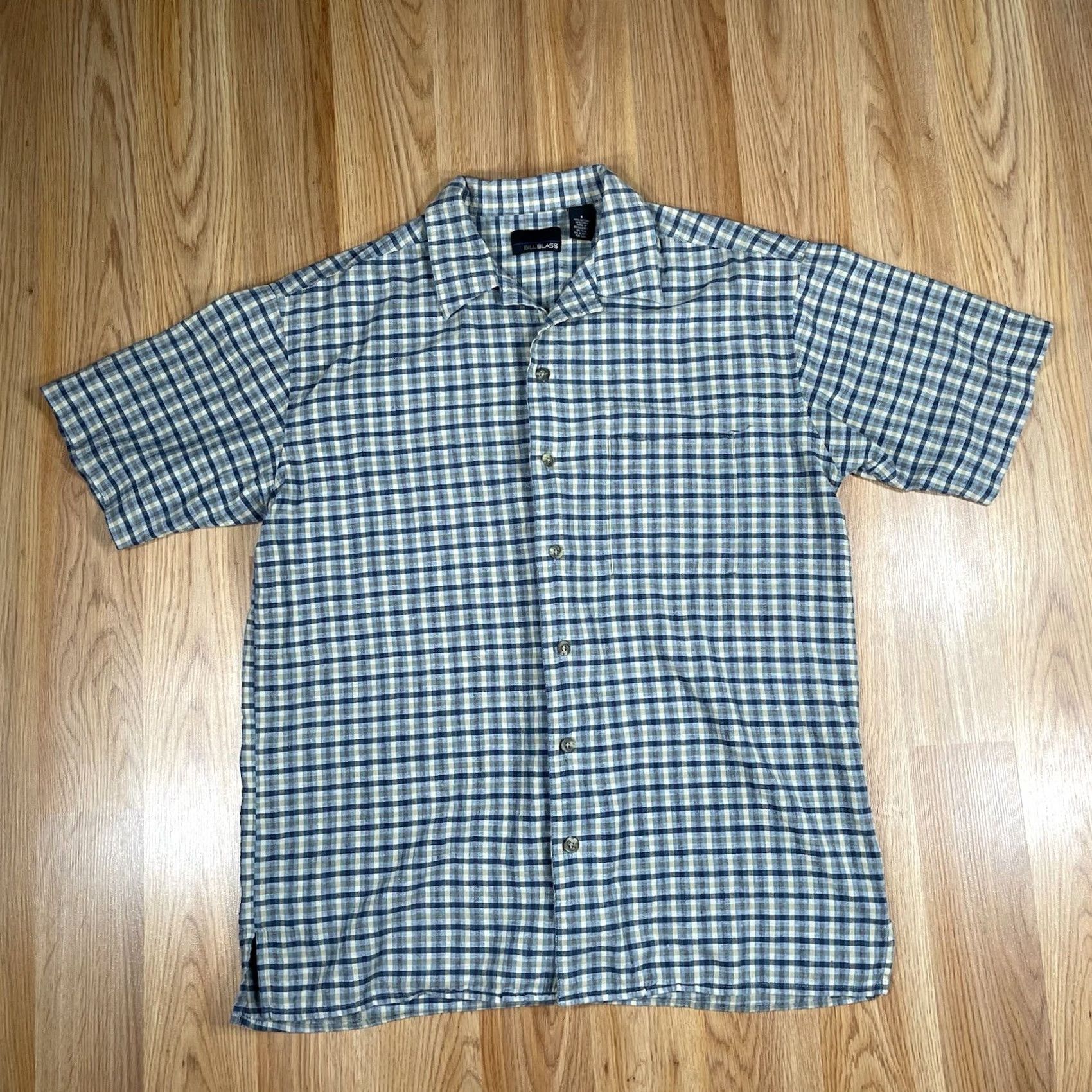 Bill Blass Bill Blass Shirt Men’s S Small Linen Blend Check Button Up Short Sleeve Casual Mens Shirt Size US S / EU 44-46 / 1 - 2 Thumbnail