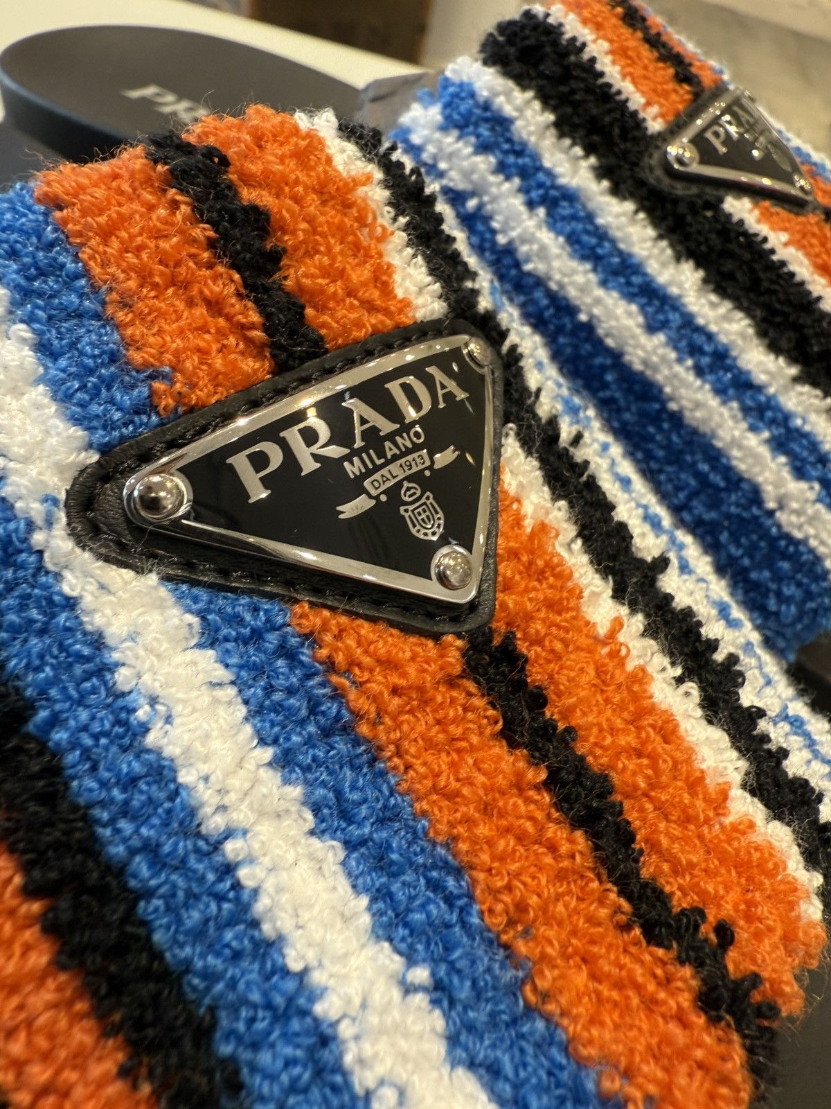 Prada Prada Triangle Logo Terry Cloth Slides Orange Size US 7 / EU 40 - 5 Thumbnail