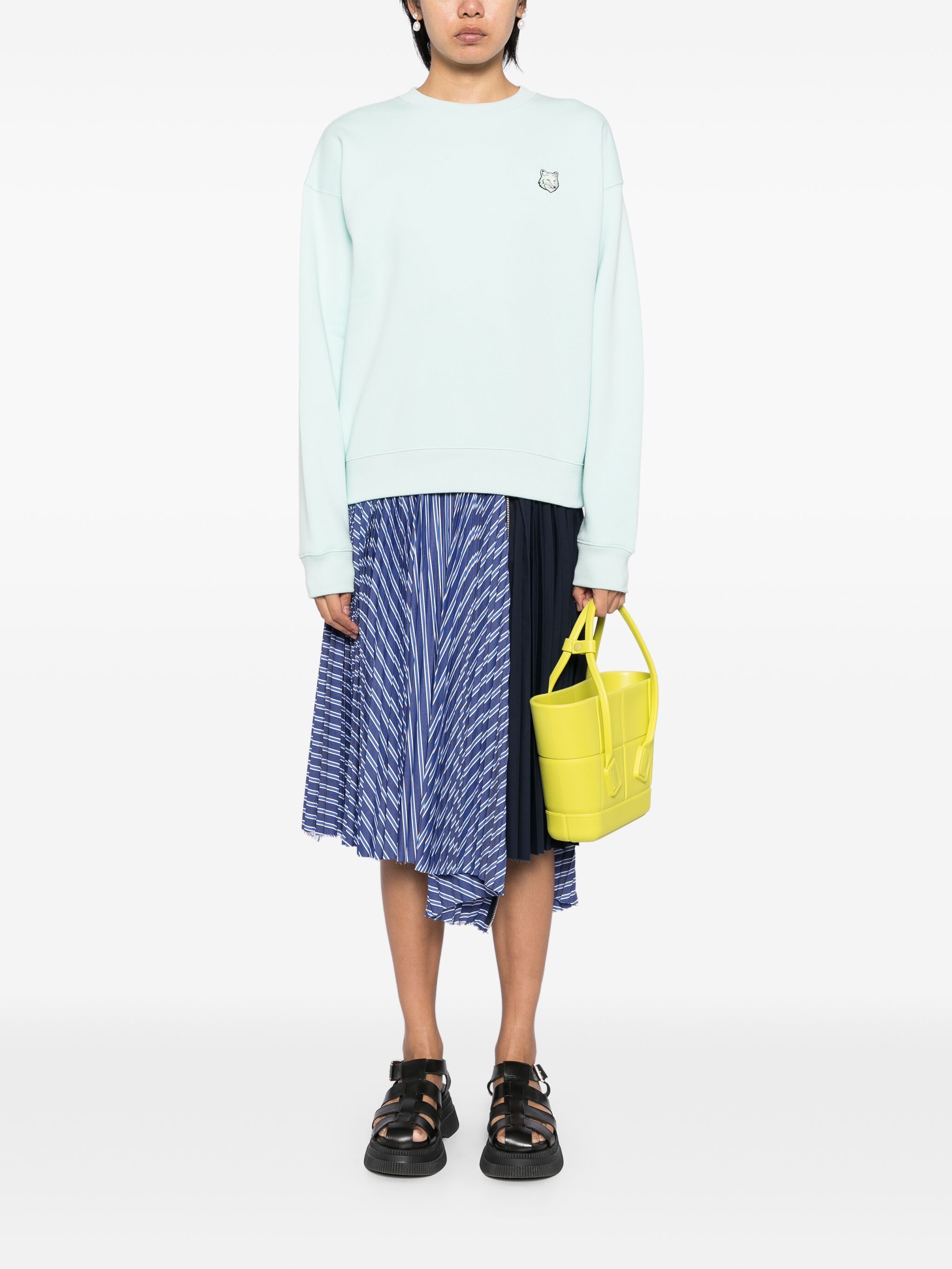 Maison Kitsune o1s22i1n1124 Bold Fox Head Crewneck Sweatshirt in Light Blue Size L / US 10 / IT 46 - 2 Thumbnail