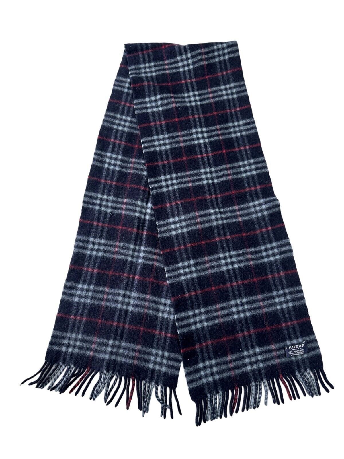 Burberry Burberry Authentic Unisex Scarf Black 100% Lambswool Size ONE SIZE - 2 Thumbnail