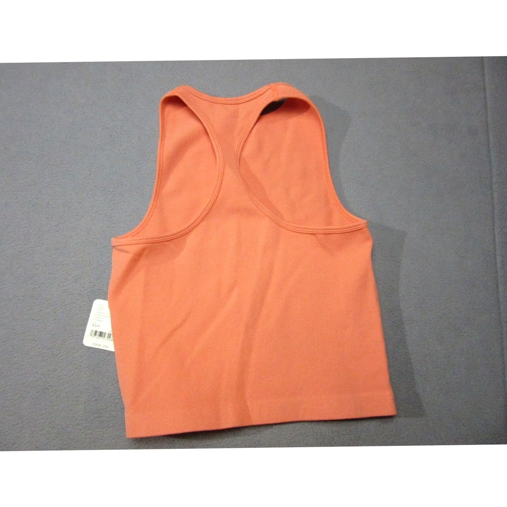 Free People Free People Tank Top Womens XS/S Orange Ribbed High Neck Racerback Crop New Size XS / US 0-2 / IT 36-38 - 5 Thumbnail
